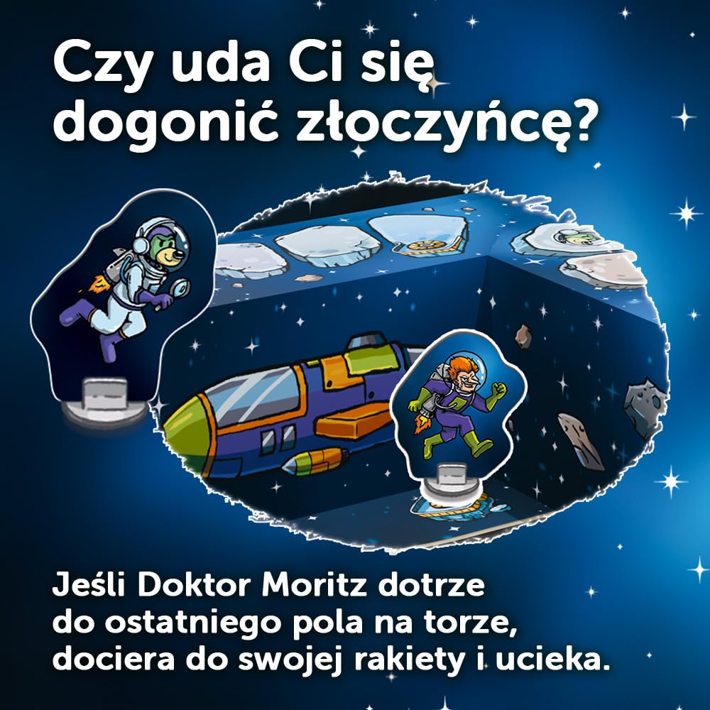 Trefl - Spy Guy Kosmos - Kooperacyjna Gra Obserwacyjna, Elektroniczny Timer, 17 Kształtowych Plansz, Rodzinna Gra Planszowa Dorosłych i Dzieci od 6 lat