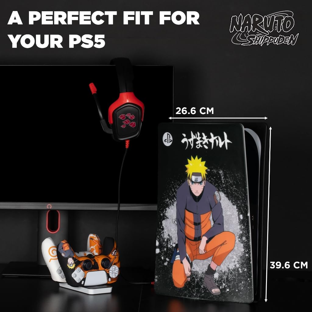 Konix Naruto Shippuden Custodia protettiva per console PS5 - Silicone - Antiurto - Antigraffio - Disegno Naruto - Nero