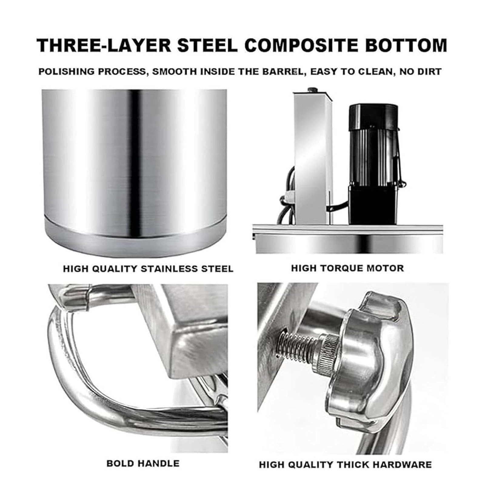 Mixer Elettrico Alimenti in Acciaio Inossidabile – Mescolatore Automatico Pentola con Raschiatore A 4 Lame; Macchina Mescolatrice Termica Livello Professionale per Cottura E Condimento 60l