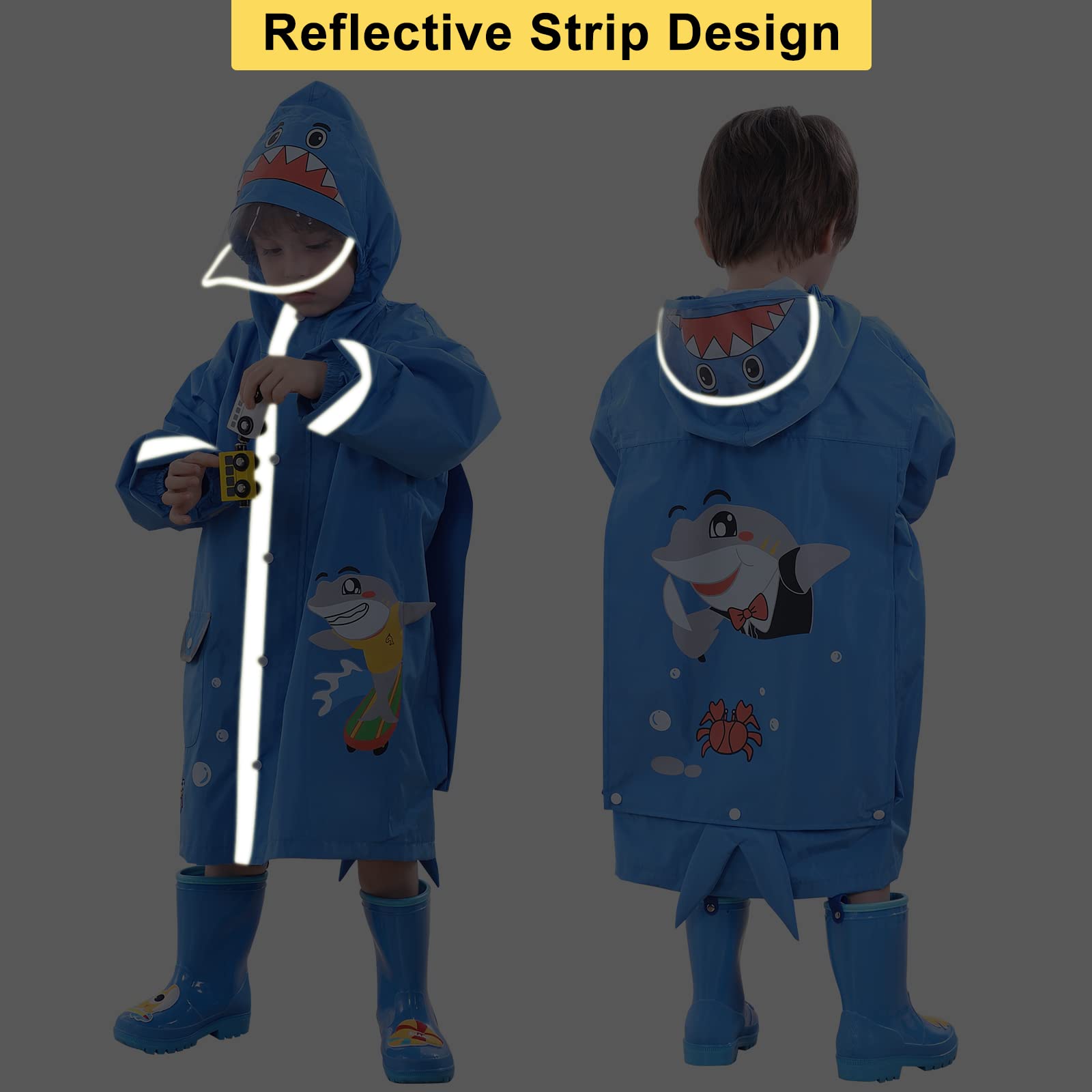 Poncho de Lluvia para Niñas y Niños - Chubasquero Ligero Impermeable Reutilizable Traje de Lluvia Respirable Portátil Ropa Impermeable 2-10 Años
