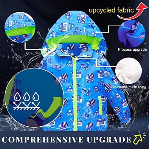 Image of Boys Girls Jacket Hooded Trench Dinosaur Zip Lightweight Kids rain Coat Windbreaker Outdoor