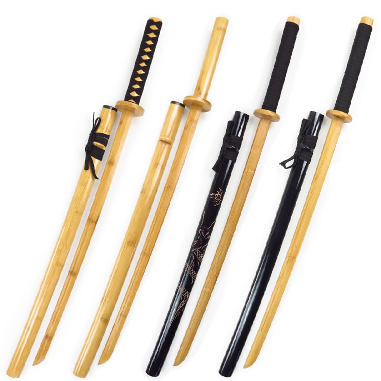 Bokken de Bambú Natural Hecho a Mano 102cm Espada Samurái de Madera para Entrenamiento Kendo y Decoración