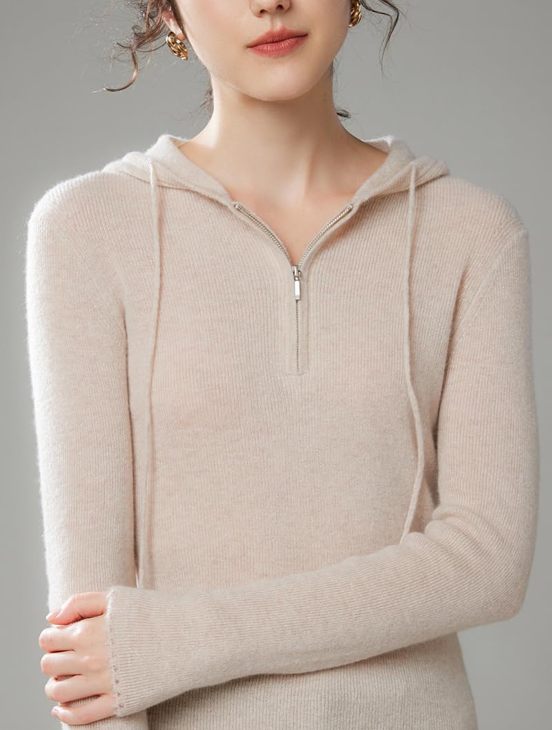 E-girl Damen Langarm Kaschmir Pullover mit Kapuze,EU 36-40