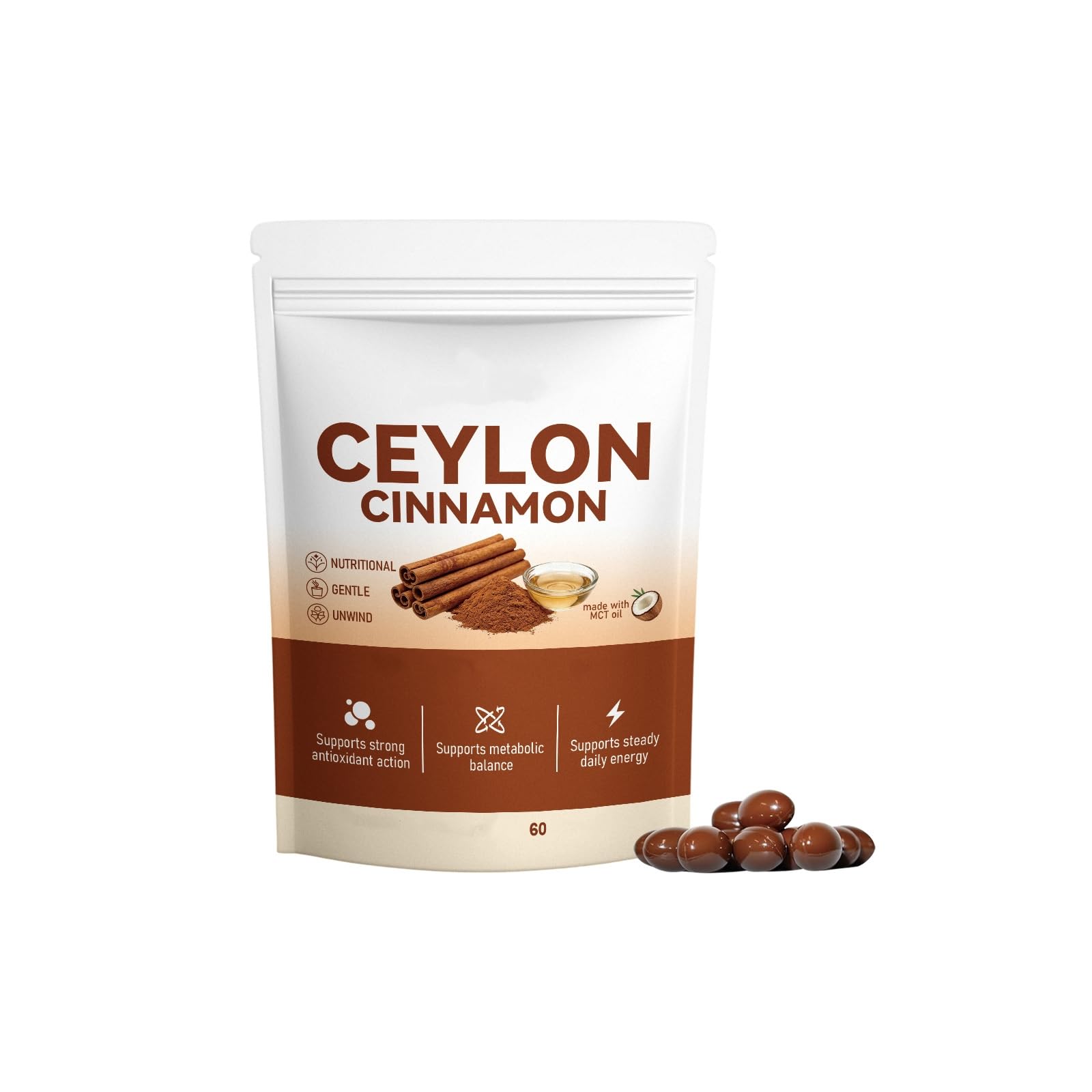 Extrait de cannelle de Ceylan | Soutien à l'énergie et au métabolisme | 60 unités,1pcs