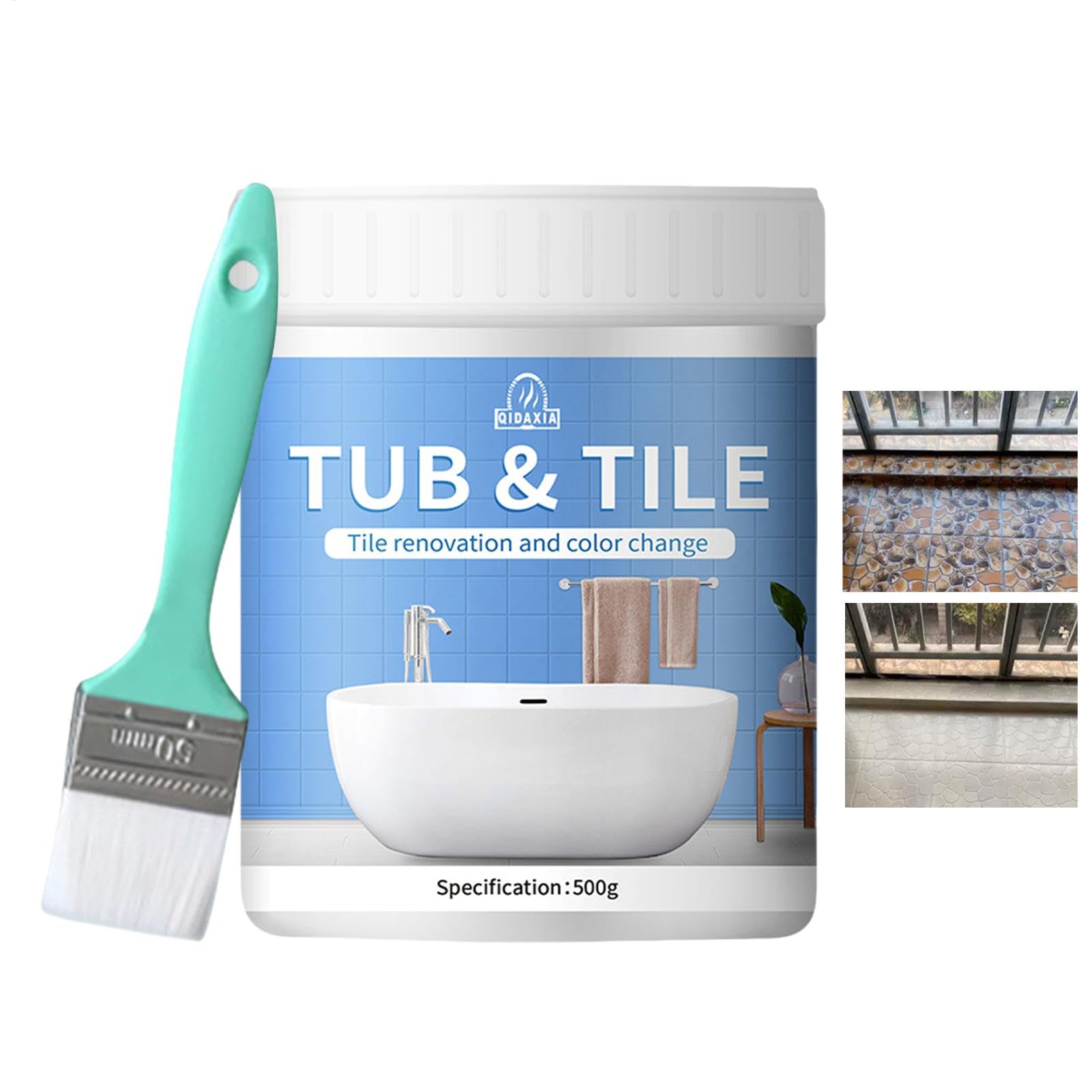Kit Peinture Carrelage, Peinture Pour Baignoire Blanc, Peinture Baignoire Lavabo, Peinture Émaillée Blanche, Kit Peinture Salle De Bain Pour Baignoires, Éviers, Comptoirs, Facile À Utiliser