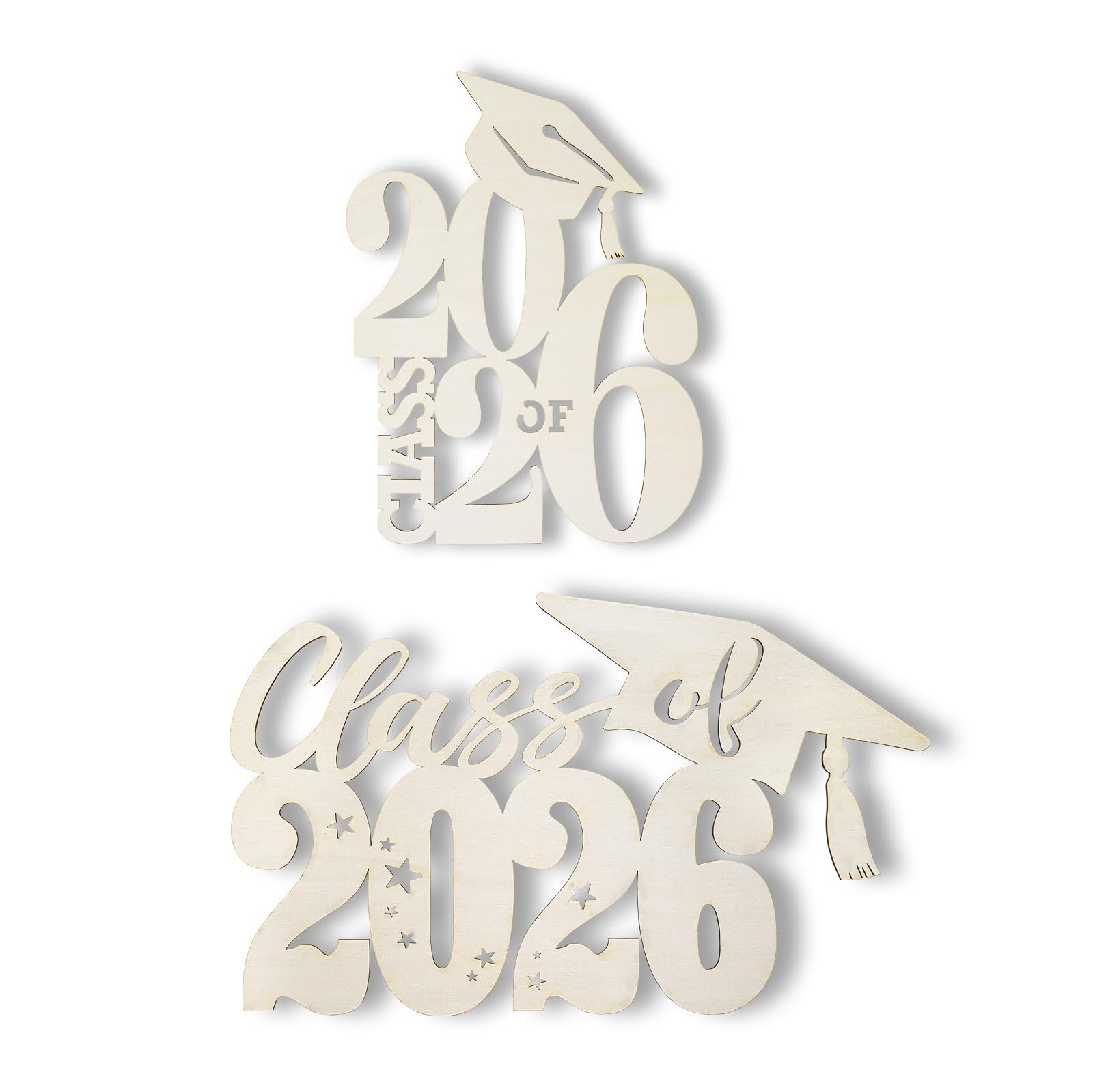 Summer-Ray 2pcs Class of 2026 Wooden Sign Graduation Photo Prop Decorations