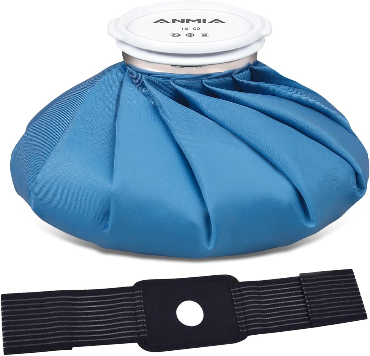 ANMIA Ice Pack Bags with Wrap for Injuries Reusable, Cold Pack Water Bag Hot Bag for Pain Relief, Leak-Proof Elastic Ice Bag, Size 9''