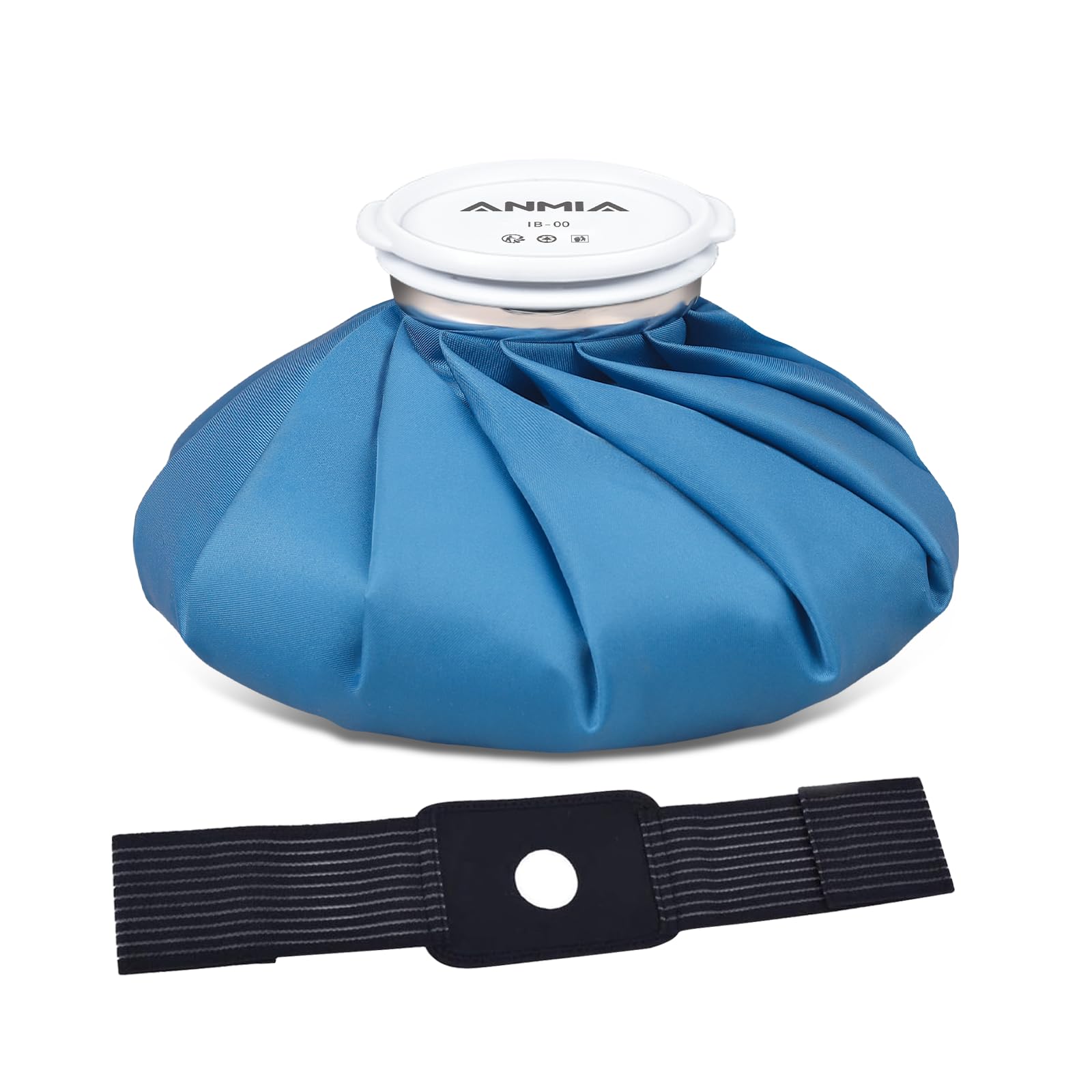 ANMIA Ice Pack Bags with Wrap for Injuries Reusable, Cold Pack Water Bag Hot Bag for Pain Relief, Leak-Proof Elastic Ice Bag, Size 9''