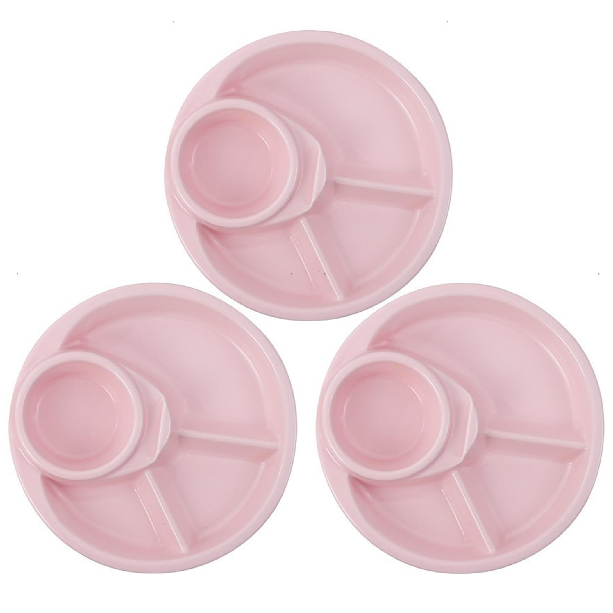 Ginwrek Kids Plates with Sections Portion Control Plates For Adults, 3-pack Portion Control For Adults, Plastic Divided Plate, Style-1