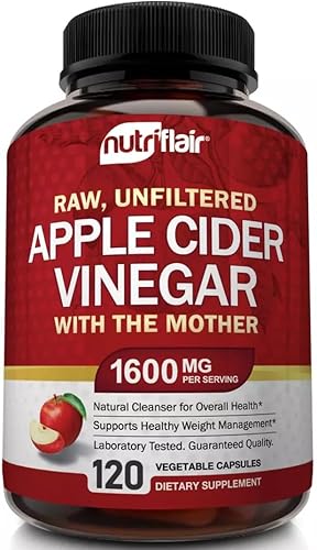 Cápsulas de vinagre de sidra de manzana con la madre – 120 píldoras veganas ACV – El mejor suplemento para pérdida de peso saludable, dieta, keto,