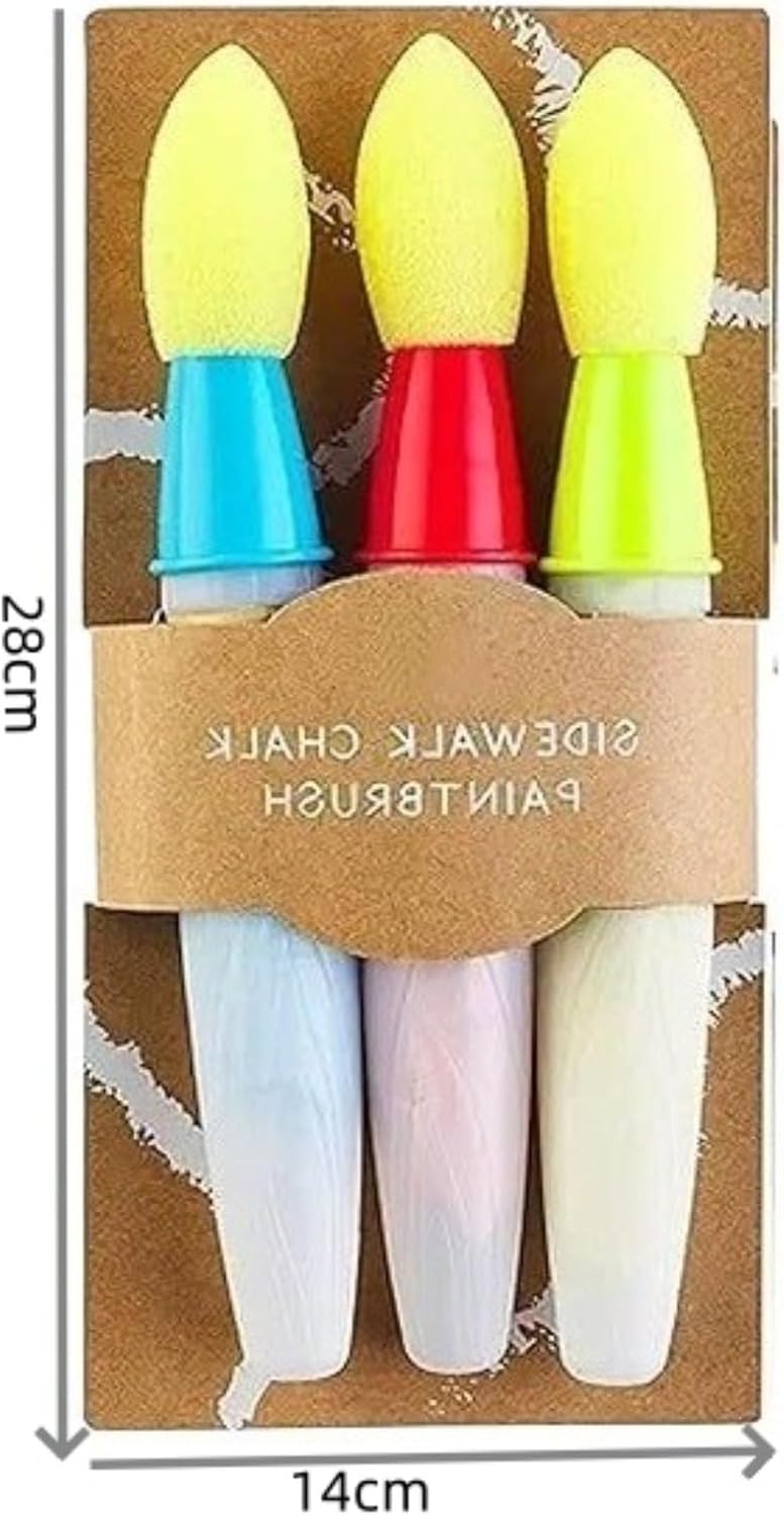 Sidewalk Chalk Brush, Dust-free Chalk for Kids Paint Brush Set DIY Washable Non-Toxic Washable Toddler Chalks Drawing Writing for Outdoor Art Play Easy Clean (2)