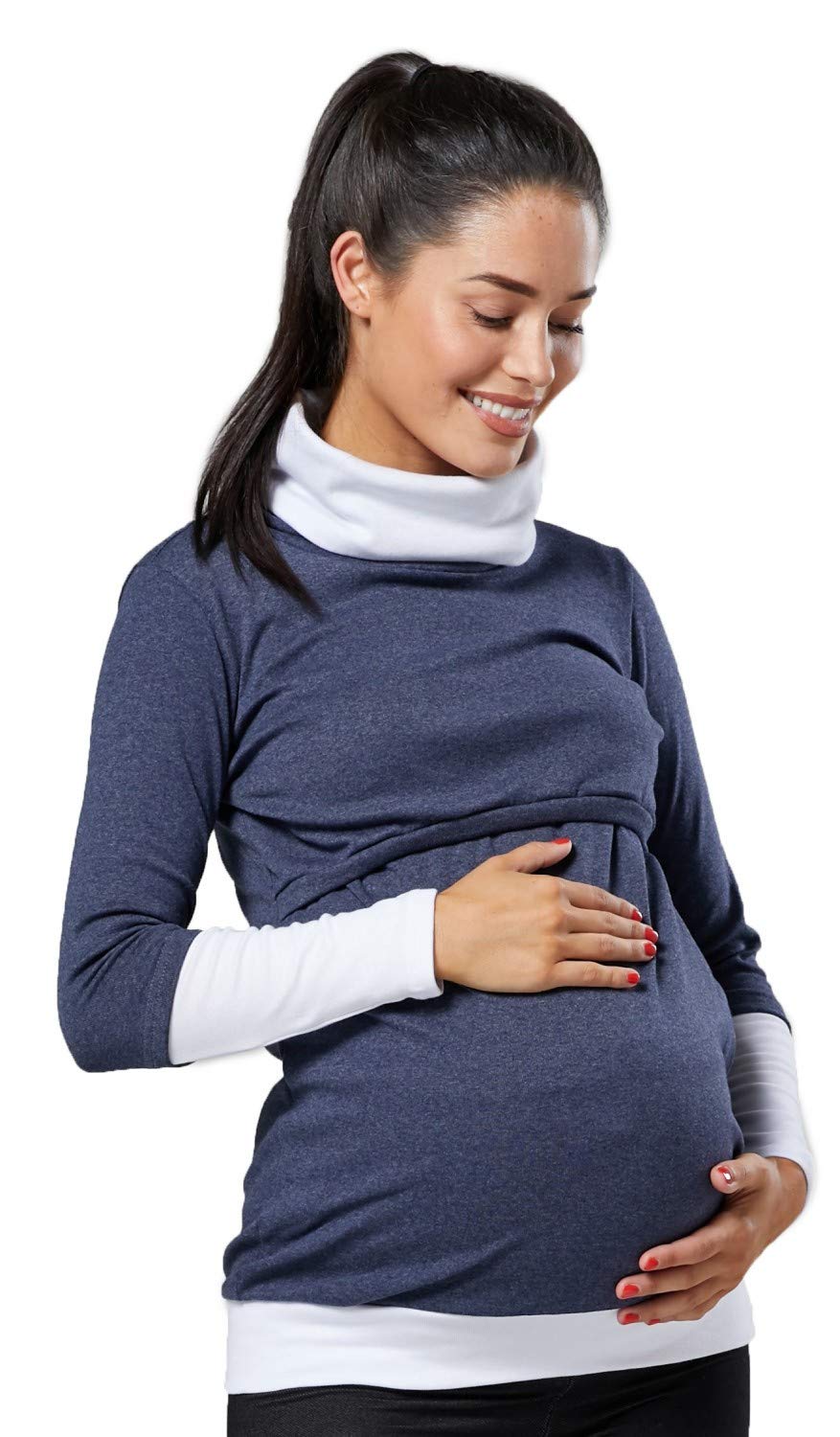 Zeta Ville Donna Felpa Premaman Allattamento Cotone Top 348