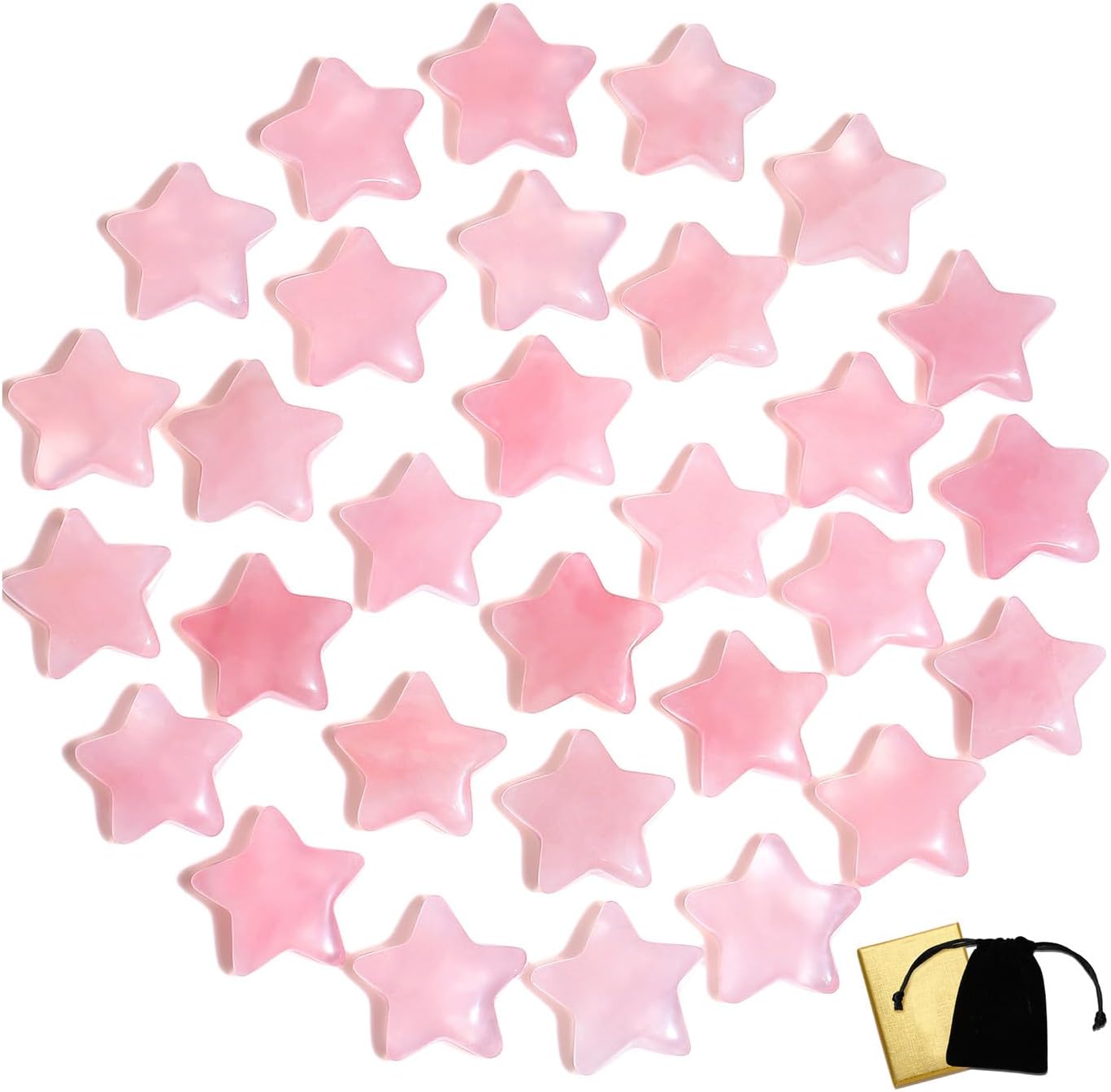 DUQGUHO 20 Pcs Opalite Crystals Star Healing Crystal Set Polished Stone Protection Sacred Meditation Energy Reiki Balancing Opal Crystal