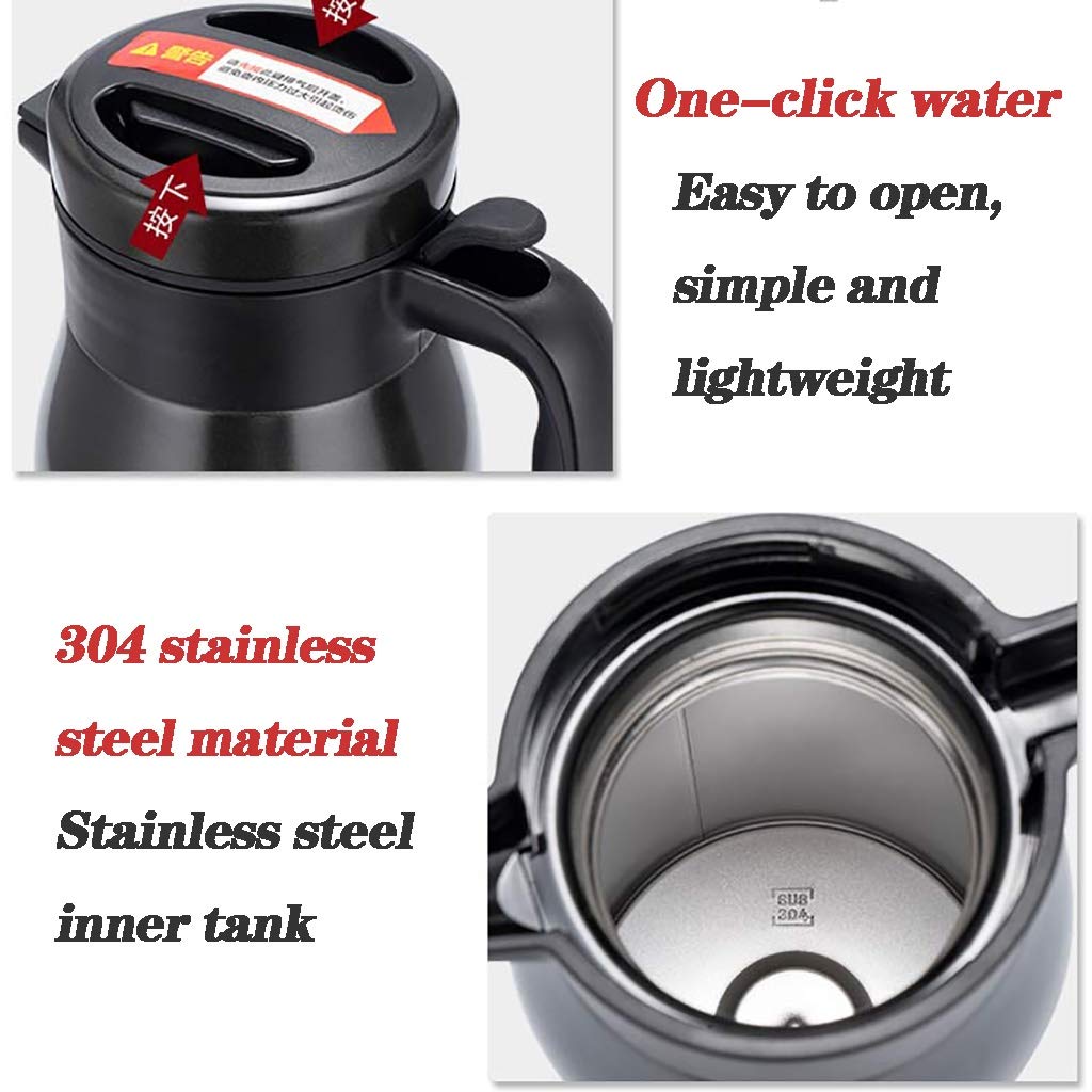Caraffa Termica in Acciaio Inox da 2 Litri, brocca isolata sottovuoto a Doppia Parete, Display della Temperatura, fiaschetta Termica sottovuoto per caffè, tè, Bevande Calde (Color : White, Size :