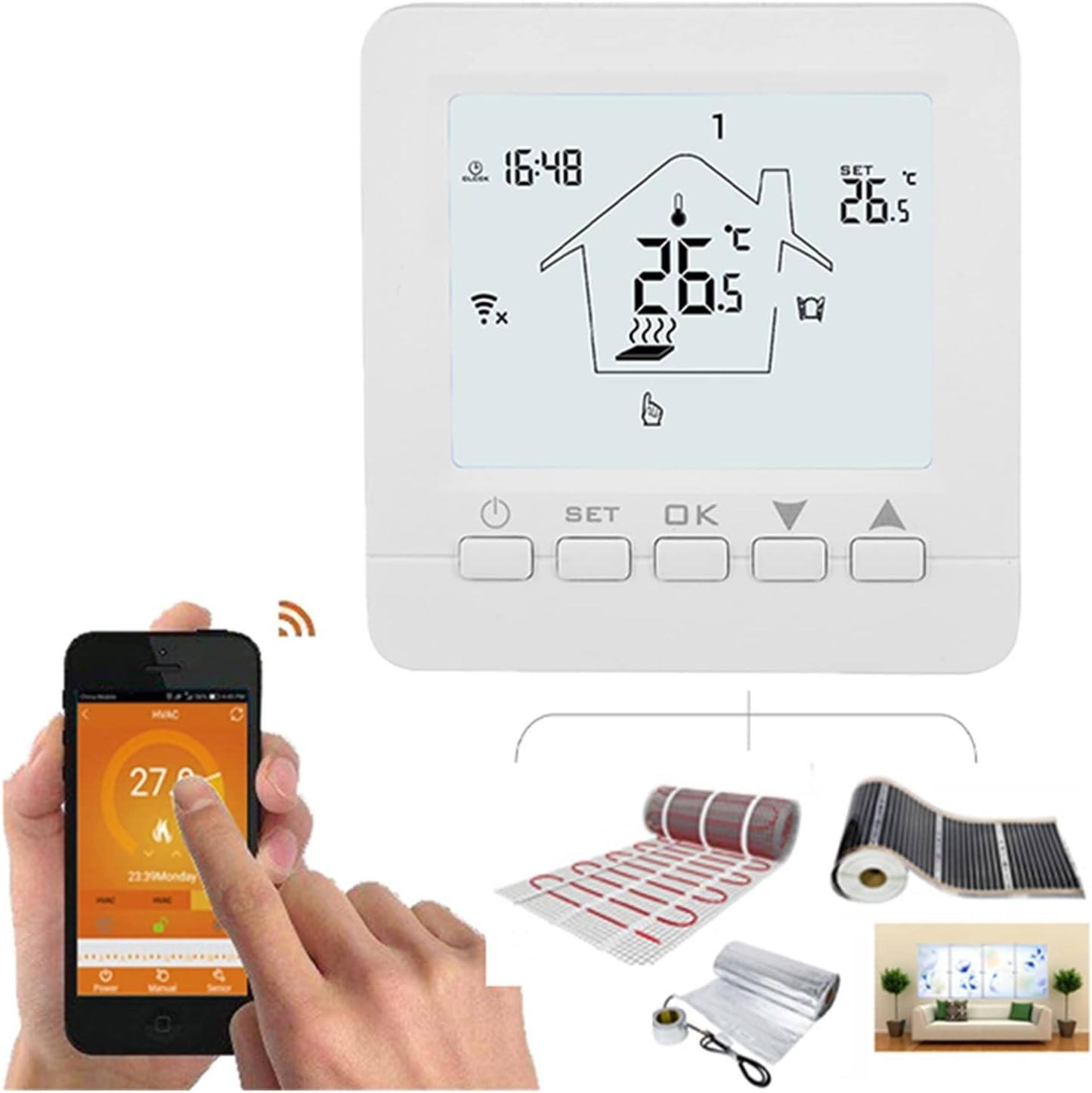 Temperature Monitor WiFi Smart Thermostat Underfloor Electric Heating/Infrared Heater Room