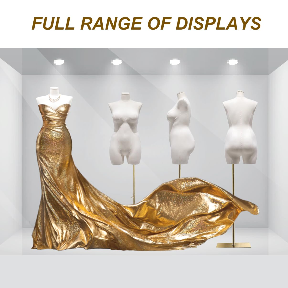 Damenpuppe in Übergröße mit Metallsockel für Bekleidungsgeschäft, Kleiderausstellung | Fensterpuppe für Damen, für Kleidung und Schmuck, Weiß