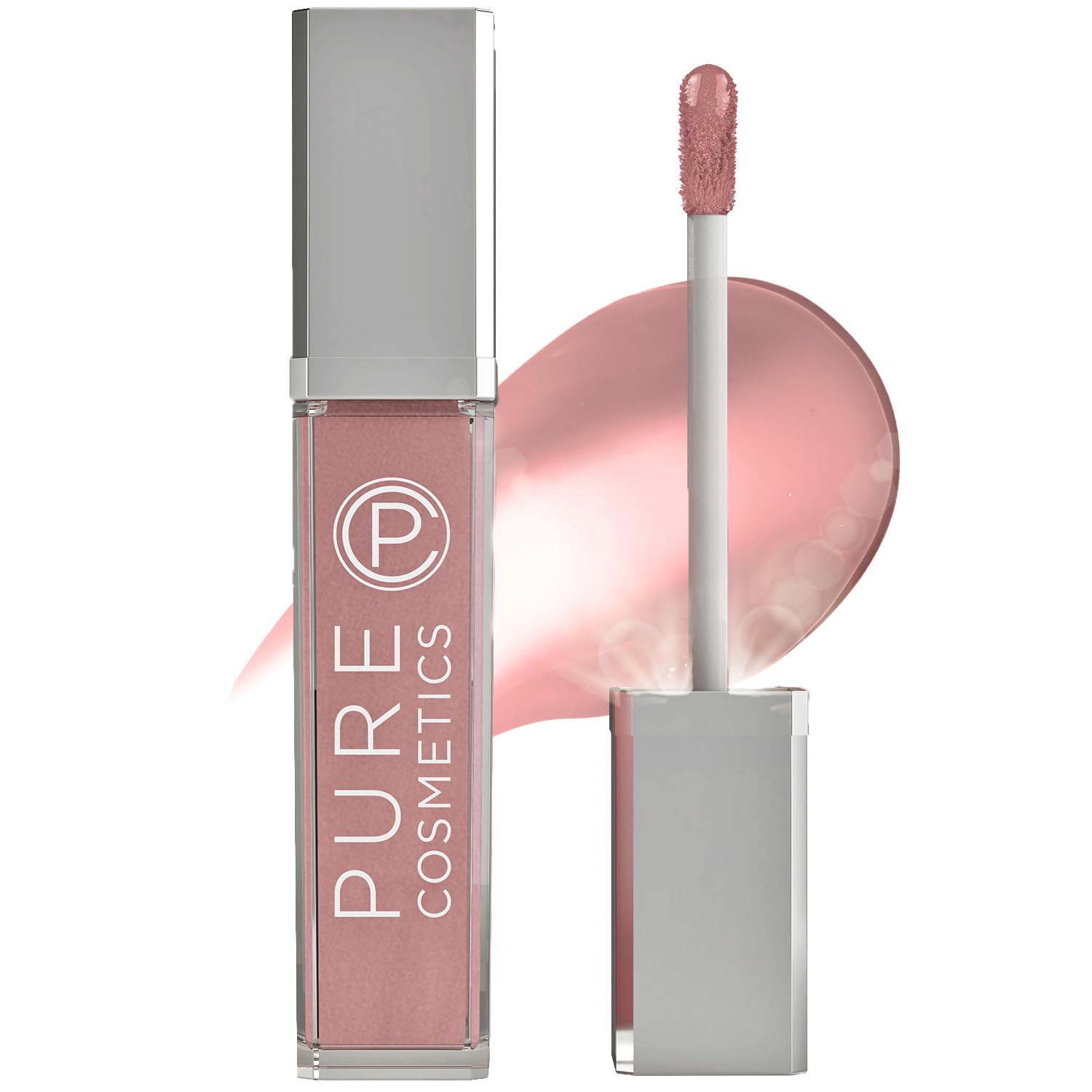 Pure Cosmetics Pure Illumination Lip Gloss - LED-lit Applicator w/Side Mirror - Non-Sticky, Moisturizing & Hydrating Lip Glosses - Soothes & Heals Dried Chapped Lips (In the Buff)