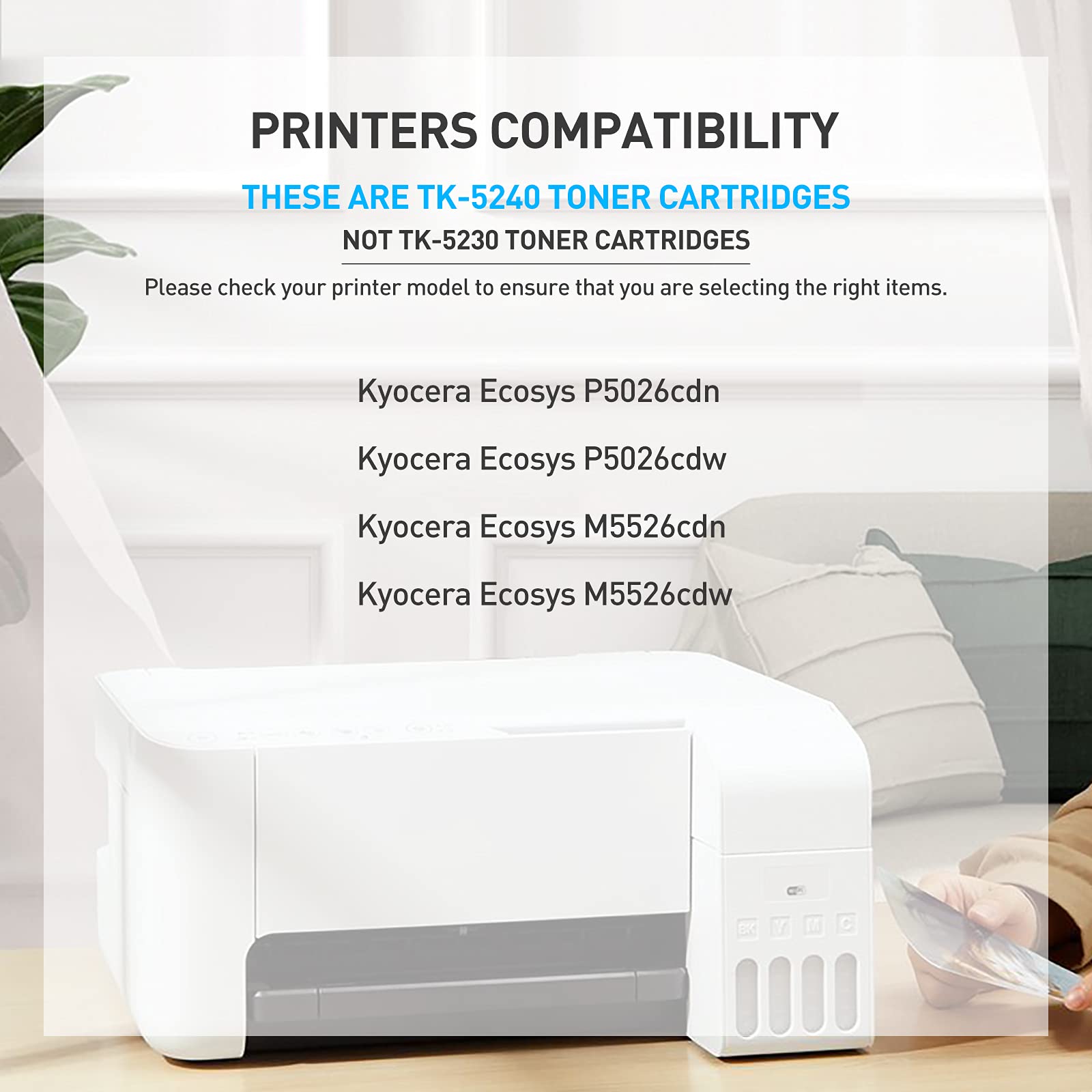 BAISINE TK-5240K TK5240 Kompatybilny z Kyocera TK-5240 TK5240 TK-5240C TK-5240M TK-5240Y Toner do Ecosys M5526cdn M5526cdw P5026cdn P5026cdw (5026cdw drukarka 5026cdw (5026cdw er-Pack, 2 czarne cyjan, żółty, magenta)