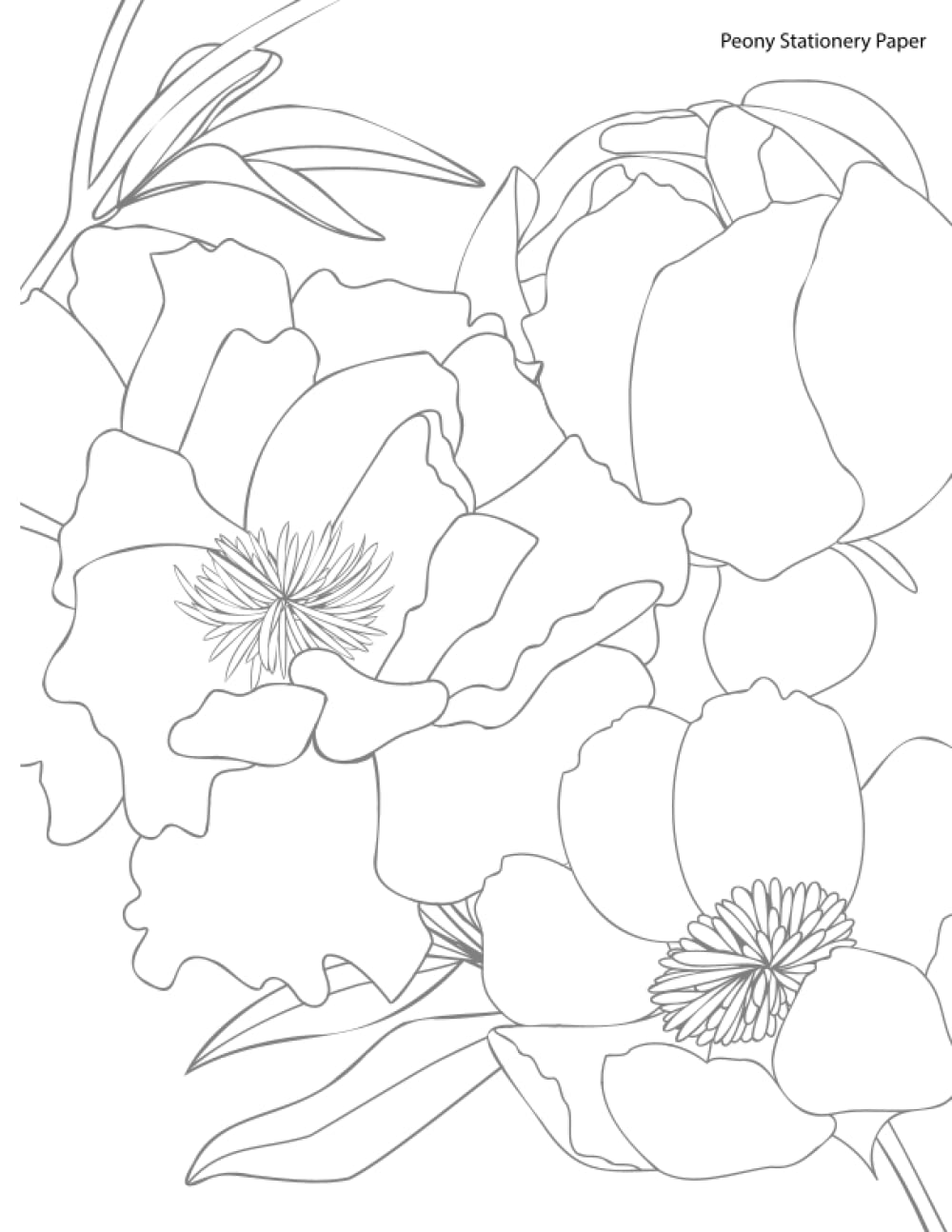 Peony Stationery Paper: Floral Stationery Paper for Writing Letters Invitations for Wedding Birthday Party Bridal Shower Valentine's Day Mother's day and more