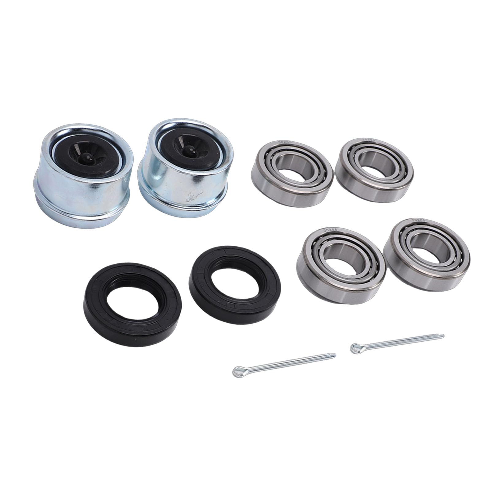 Bnineteenteam Kit de Roulements de Moyeu de Roue de Remorque, Roulements 30205 avec Joints TC, Couvercles Anti-poussière et Broches Fendues pour Essieux de Remorque Légers 25 Mm