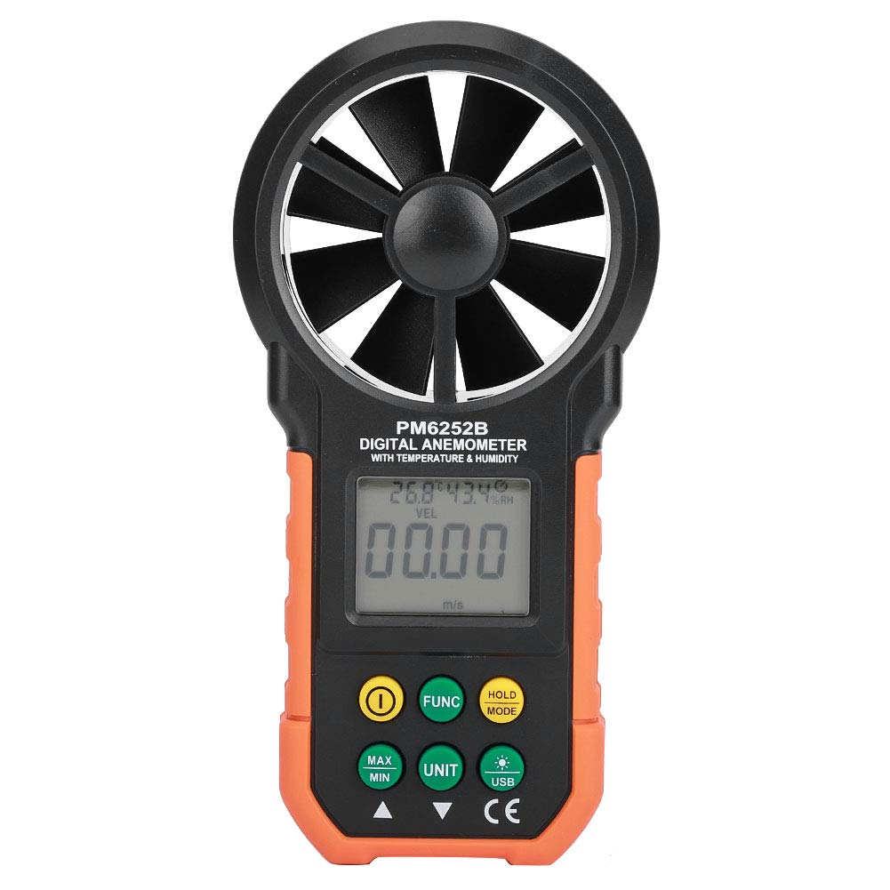 Anemomètre Numérique Portable PEAKMETER PM6252B avec une Jauge du Compteur de Vitesse de Vent Haute Précis