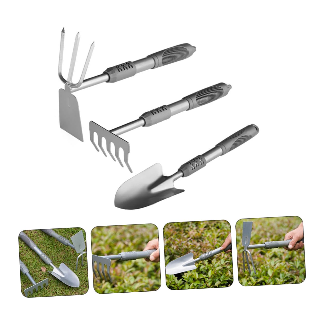 TOYANDONA Kit de Jardinage 3 Pièces Outils pour Creuser Le Sol, Pelle à Transplanter en Acier, Manche PVC, pour Semis et Repiquage
