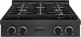 ZLINE Designer Collection 30 in. Paramount Gas Rangetop with 4 Burner DuoPro™ Cooktop in Black Satin Stainless Steel with Matte Black and Champagne Bronze Accents (PSRTBSZ-30-MBCB)