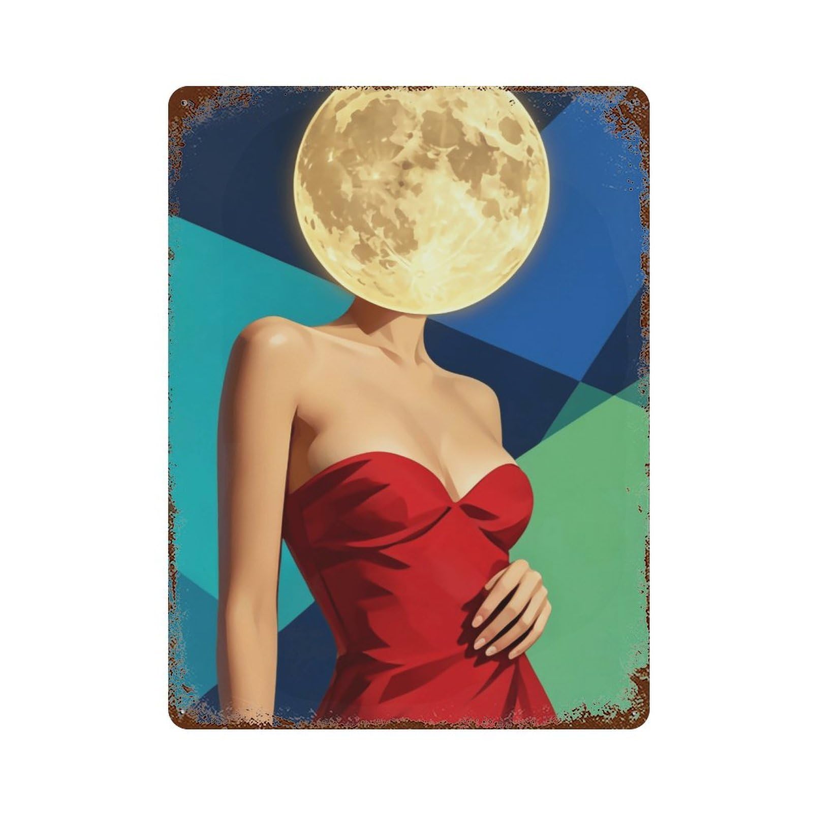 WUJHGRSG Surreal Abstract Lunar Muse (1) Wall Art Retro Iron Vintage Metal Tin Sign Poster Modern Decor for Home Cofffee Club Bar Shop Style 40x30cm