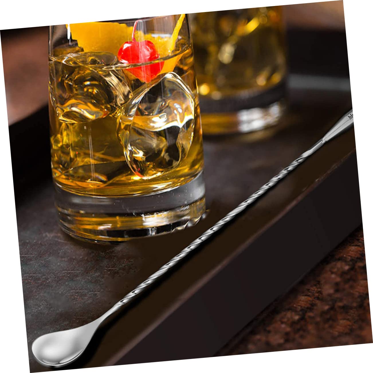 UTHCLO 2pcs Stainless Steel Dripping Spoons Cocktail Stirrer Spoon Smooth Surface Heat Resistant for Bar Mixing Bartender Tools