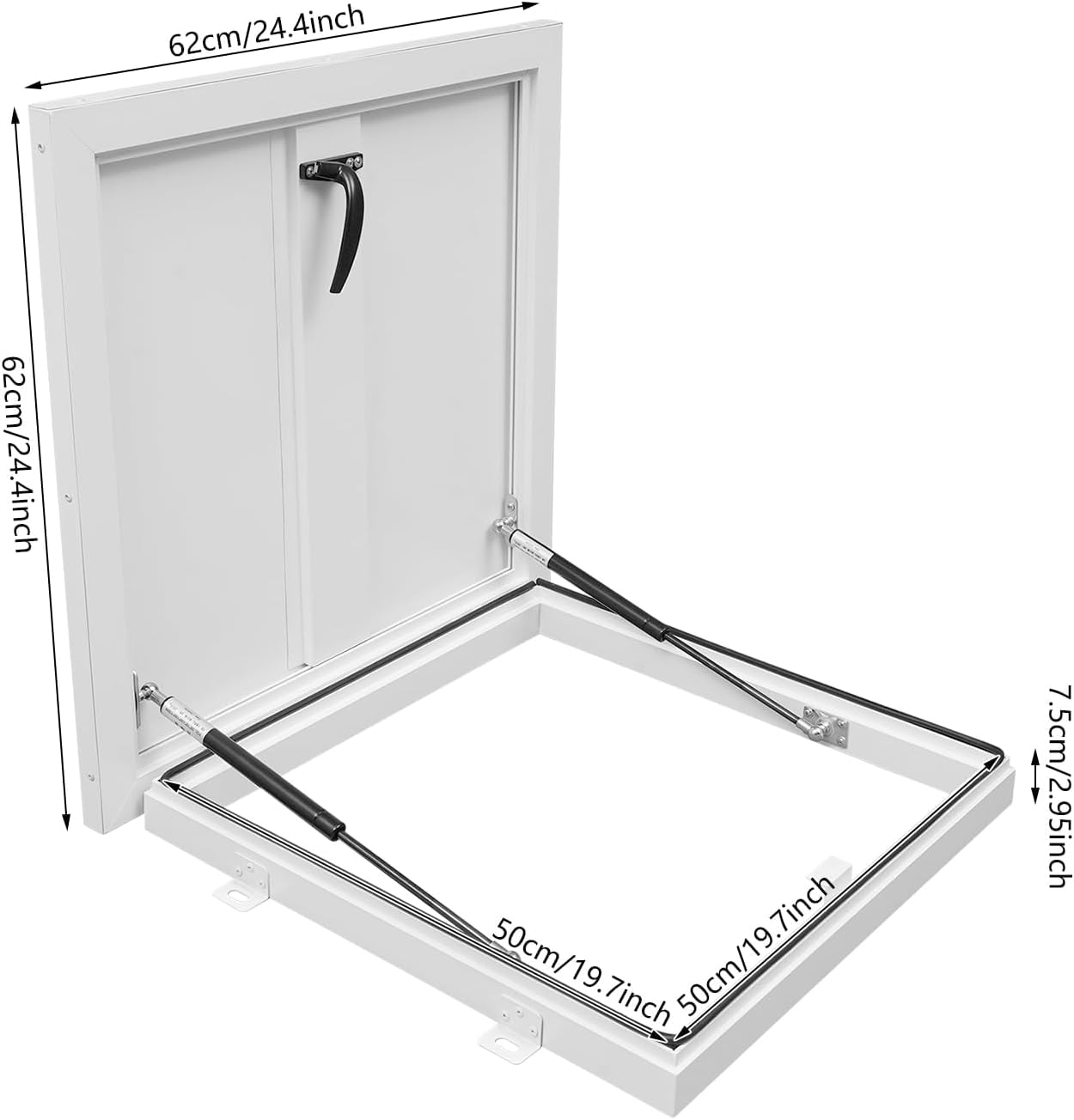 Trappe Daccès Au Toit 61 X 61 Cm (24 X 24 Pouces) - Porte De Sécurité Galvanisée à Revêtement en Poudre, Accès Sécurisé pour Toiture Commerciale avec Poignée De Commande Black