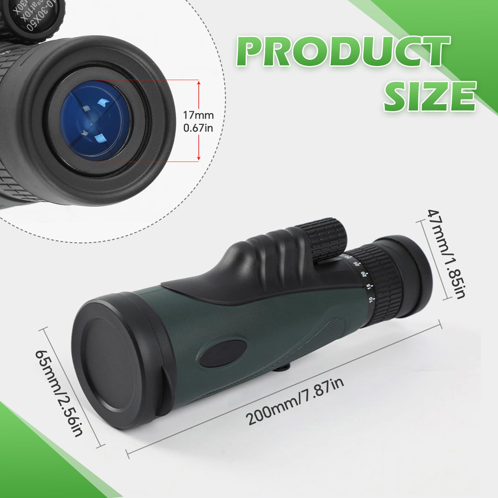 Zoom monoculaire 10-30 x 50, HD monoculaire pour adulte, avec support pour smartphone, trépied et dragonne, prisme FMC & BAK4, vision plus grande, pour le camping, l'observation des oiseaux
