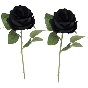 Artificial Rose Black Roses Artificial Plant Desk Ornament for Wedding Home Party Office Table Decoration DIY Flower Arrangements Pack of 2