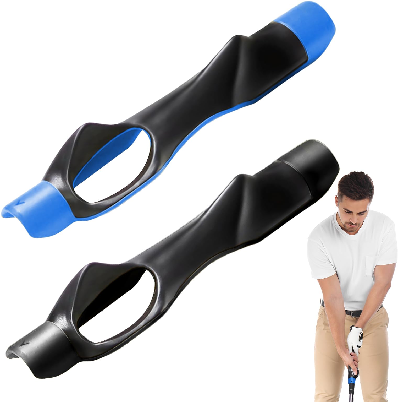 2-Pack Golf Grip Trainers – Anti-Slip Hand Placement & Posture Correction Aid for Swing Accuracy & Muscle Memory. Durable & Ergonomic Design for All Skill Levels – Black+Blue