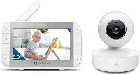 Motorola Nursery Câmera para monitor de bebê VM36XL, alcance de 305 metros sem WiFi 2,4 GHz sem fio, tela de 5 polegadas, áudio bidirecional, panorâmica/inclinação/zoom, temperatura, visão noturna