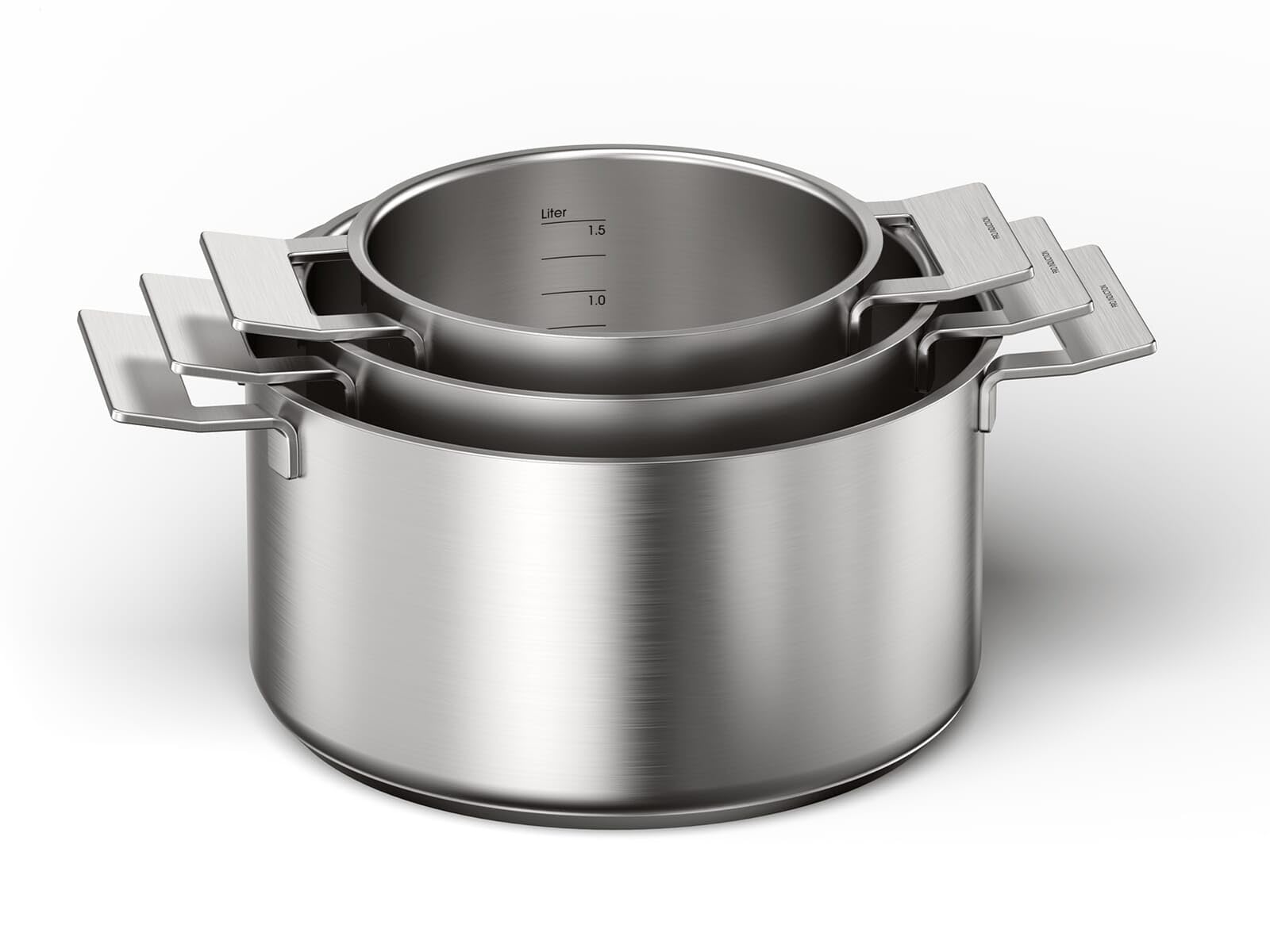 Bosch HEZ9SE060 Topfset, induktionsgeeignet, spülmaschinengeeignet, backofenfest, Literanzeige, 6-teilig, edelstahl