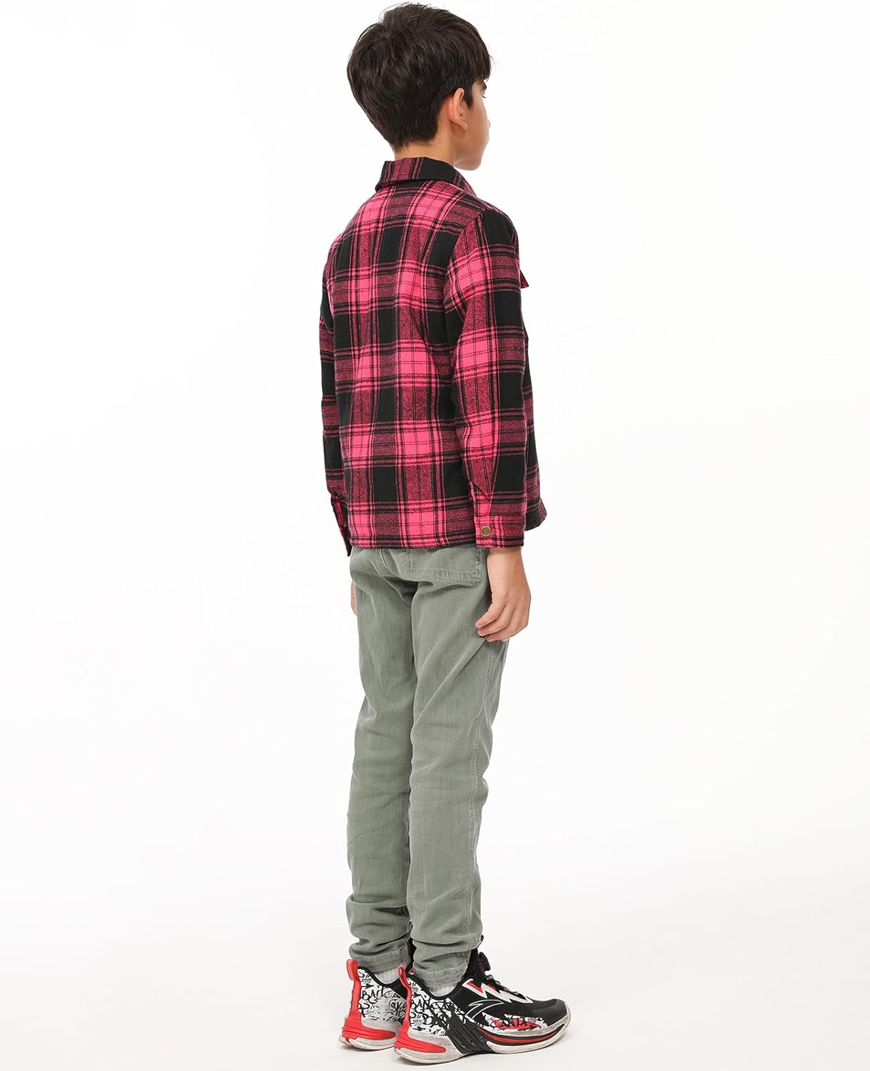 ZENTHACE Toddlers and Kids Boys Girls Sherpa Lined Snap Flannel Shirt Jacket,Cozy Plaid Shacket (Gender-Neutral)