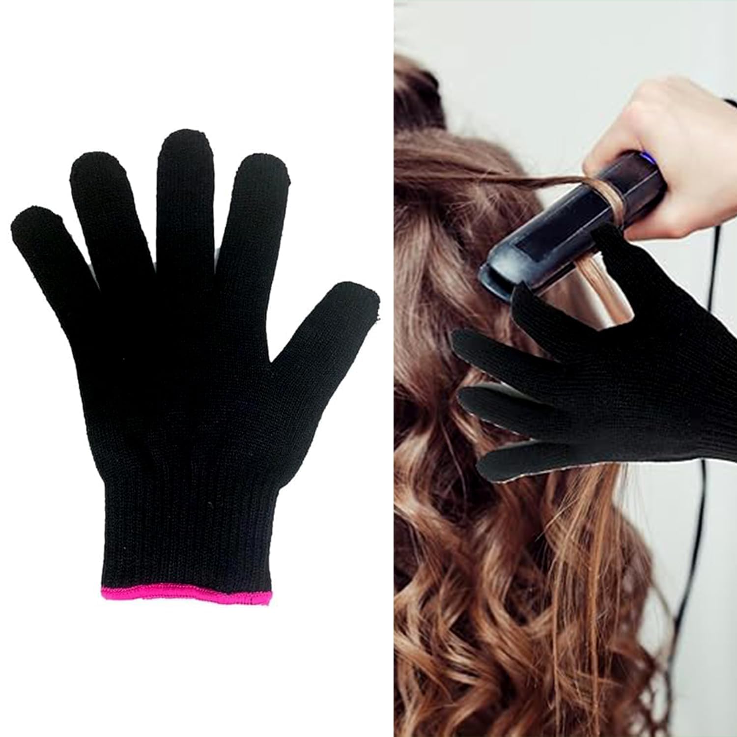 Luxiremi Lot de 2 gants professionnels résistants à la chaleur pour coiffer les cheveux, bloquer la chaleur pour le curling, le curling mur et le fer plat adapté à la main droite et gauche