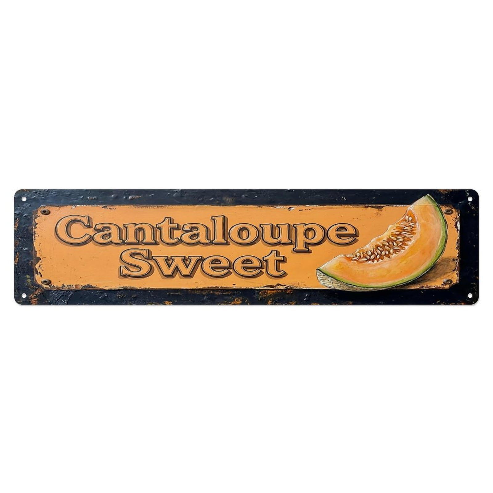 Vintage Cantaloupe Sweet Ripe Farmhouse Metal Tin Sign