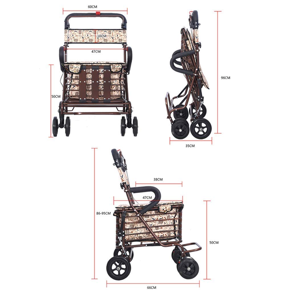 Składany Chodzik Typu Rollator, Chodzik Typu Rollator Bariatryczny, Wytrzymały, Z Dużym, Wyściełanym Siedziskiem, Powierzchnia Do Siedzenia 47 Cm Szerokości, Podwójny System Hamulcowy, Regulowana Wys