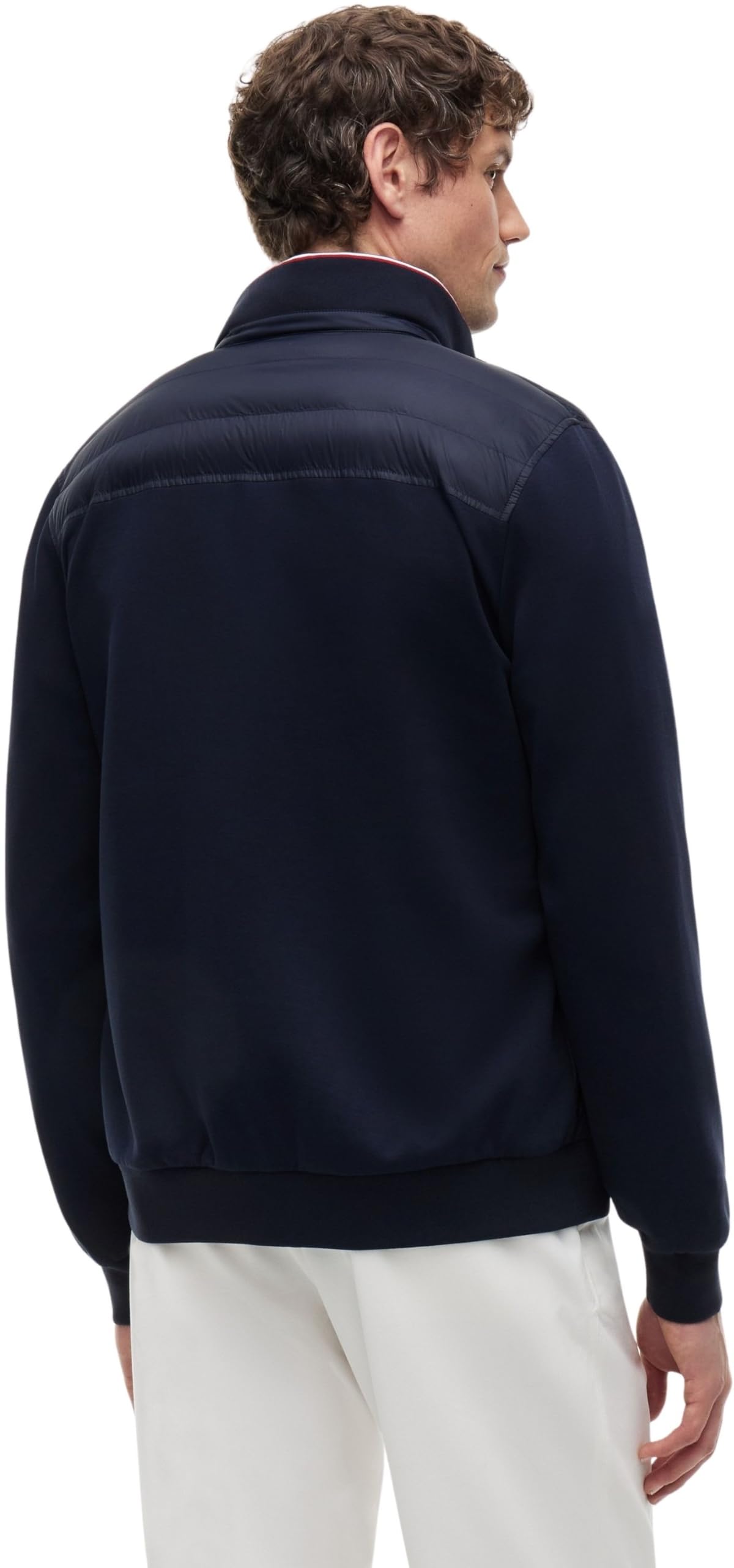 Tommy Hilfiger Herren Sweatshirt mit Reißverschluss Mix Media Stand Collar Steppjacke, Blau (Desert Sky), S – Ansicht 2