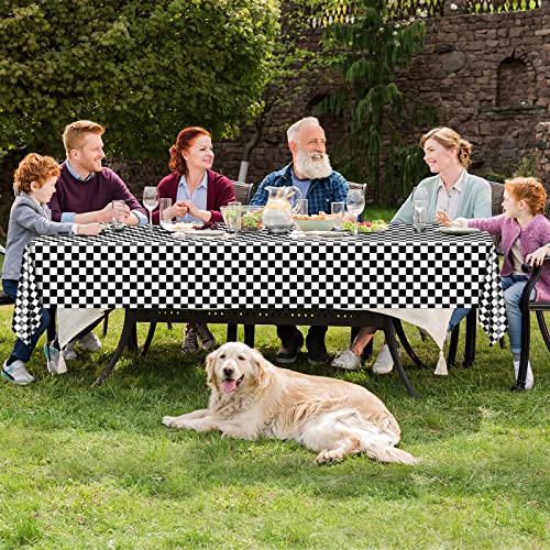 IKAYAS Tovaglia a scacchi nera 137 x 274 cm in