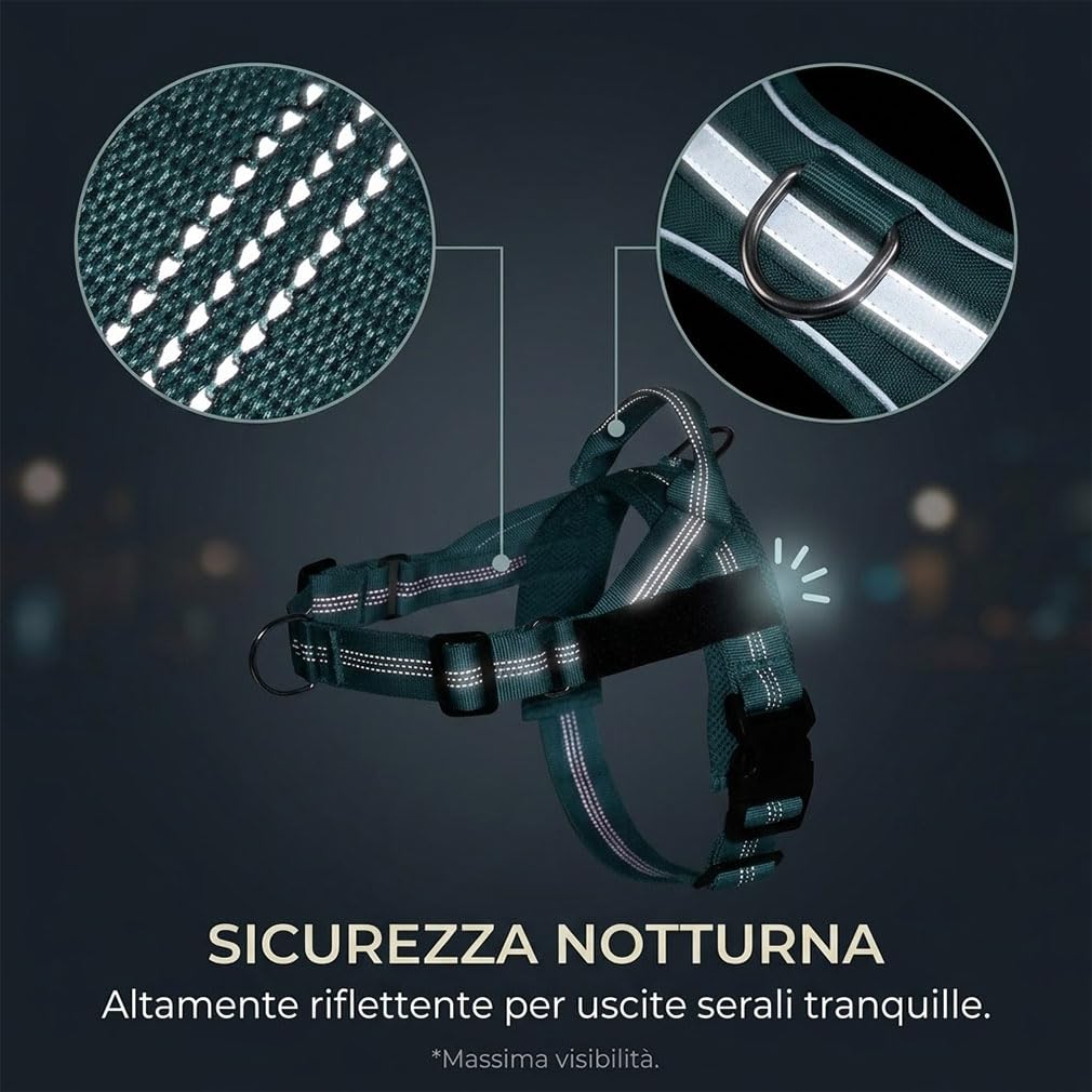 Veltrio Pettorina Cane Antitiro Regolabile, Set Complet 5-in-1 con Guinzaglio Elastico e Collare Catarifrangente, Pettorina Antitrazione per Cani Medi e Piccoli (Magenta,M)