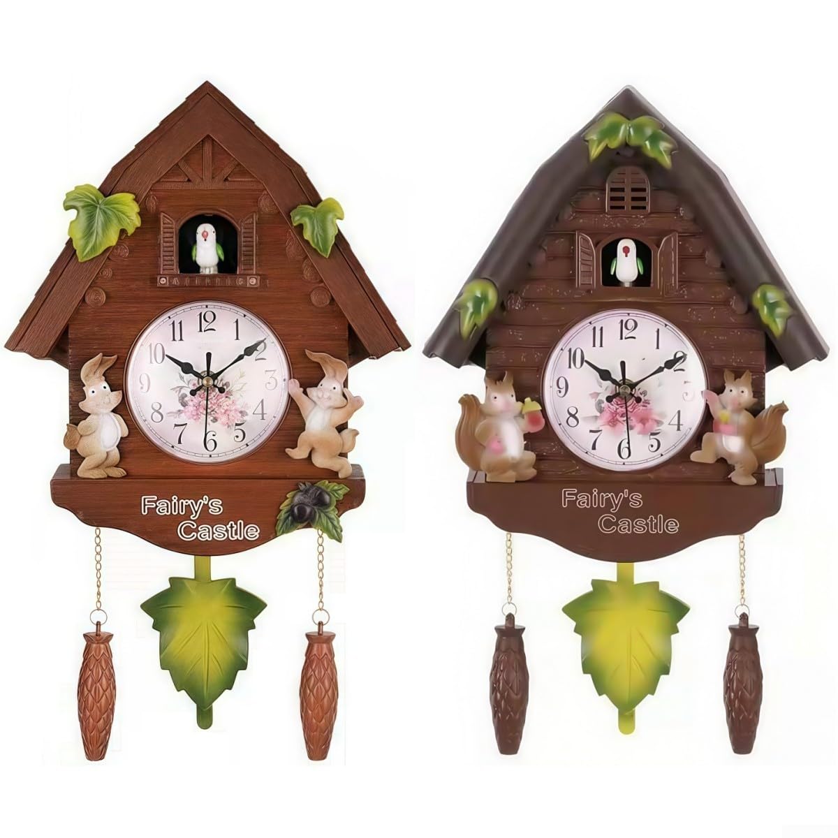 Zoegneer Orologio a cucù da parete con pendolo, orologio a cucù da parete, design a chalet in stile moderno, orologio decorativo da parete per soggiorno (marrone)