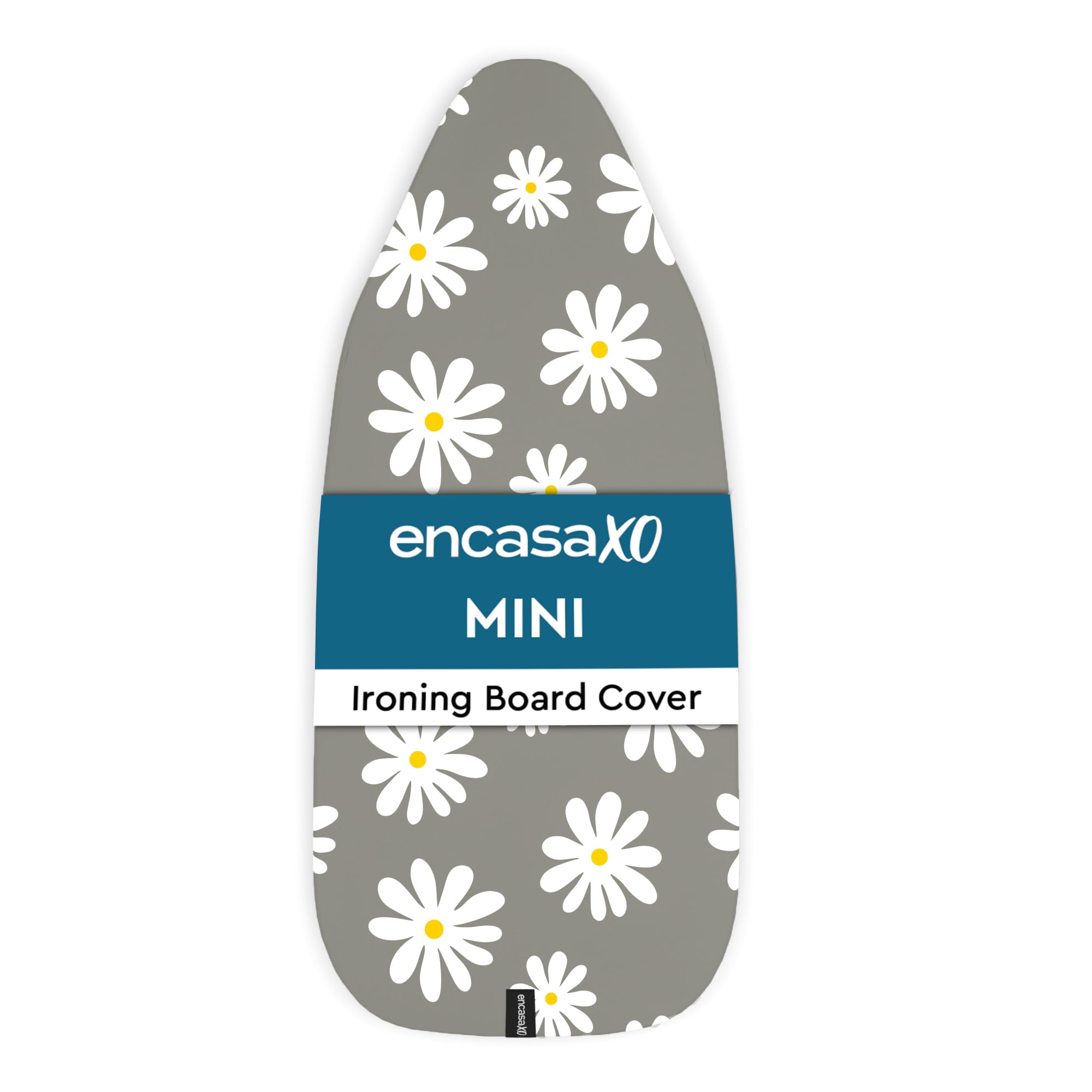 Encasa XO Mini Ironing Board Covers (72x30 cm) Drawstring Tightening with Thick 3 mm Felt Padding, Easy Fit, Scorch Resistant, Printed - Daisy Grey โ image 1
