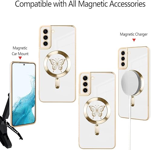 Miniatura 4 de Fiyart Diseñada para Samsung S22, compatible con carga inalámbrica magnética, bonita funda de teléfono con protección de lente de cámara para