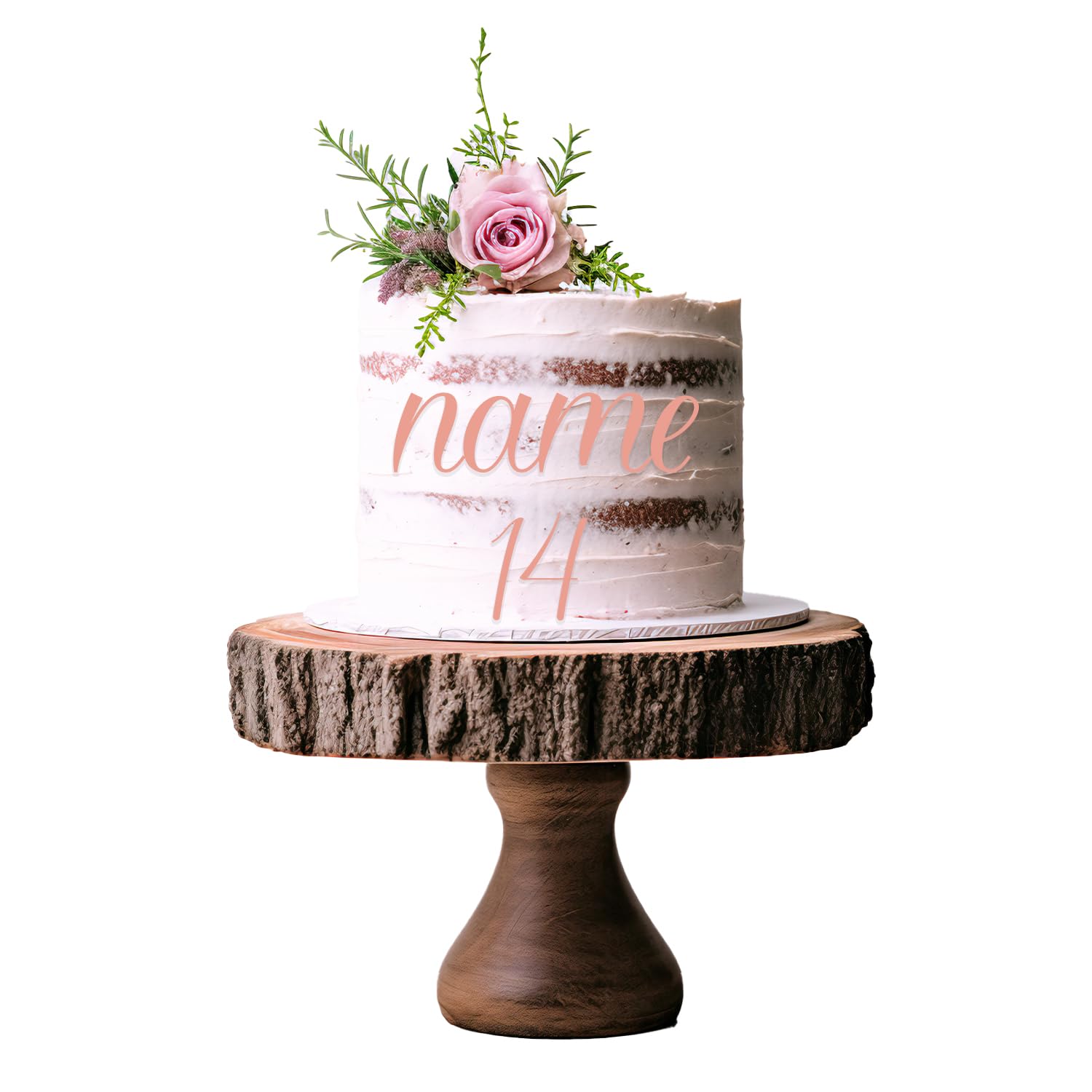 Personalised Acrylic Cake Charm Word Number Script Font A 3" 4" 5" 6" Acrylic Cake Topper Letter Alphabet Decoration for Wedding Anniversary Birthday (6inch (150mm) 1word + number, Pastel Baby Pink) — image 1