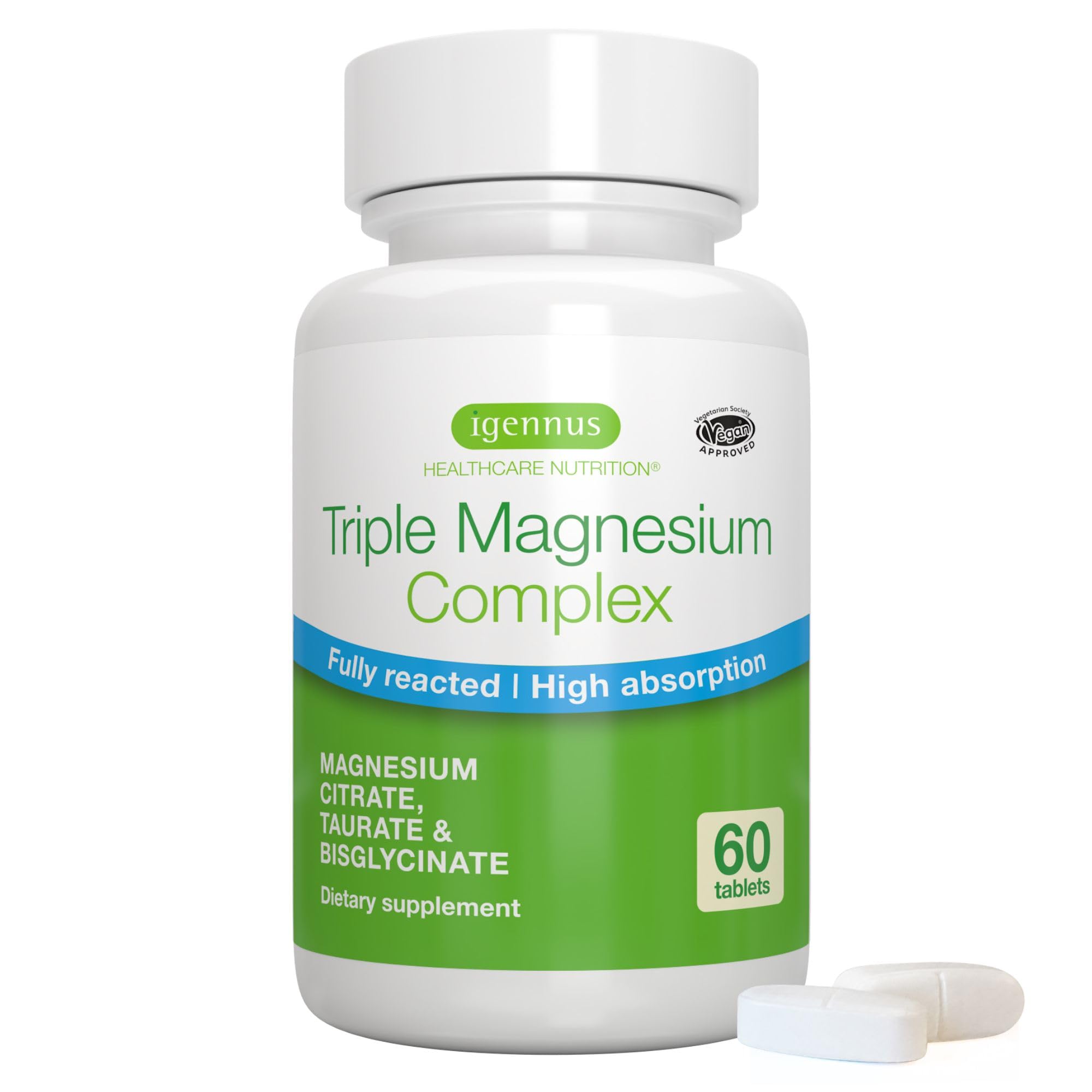 Igennus Triple Magnesium Complex Glycinate Taurate Citrate, 60 Tablets 60 Count (Pack of 1)