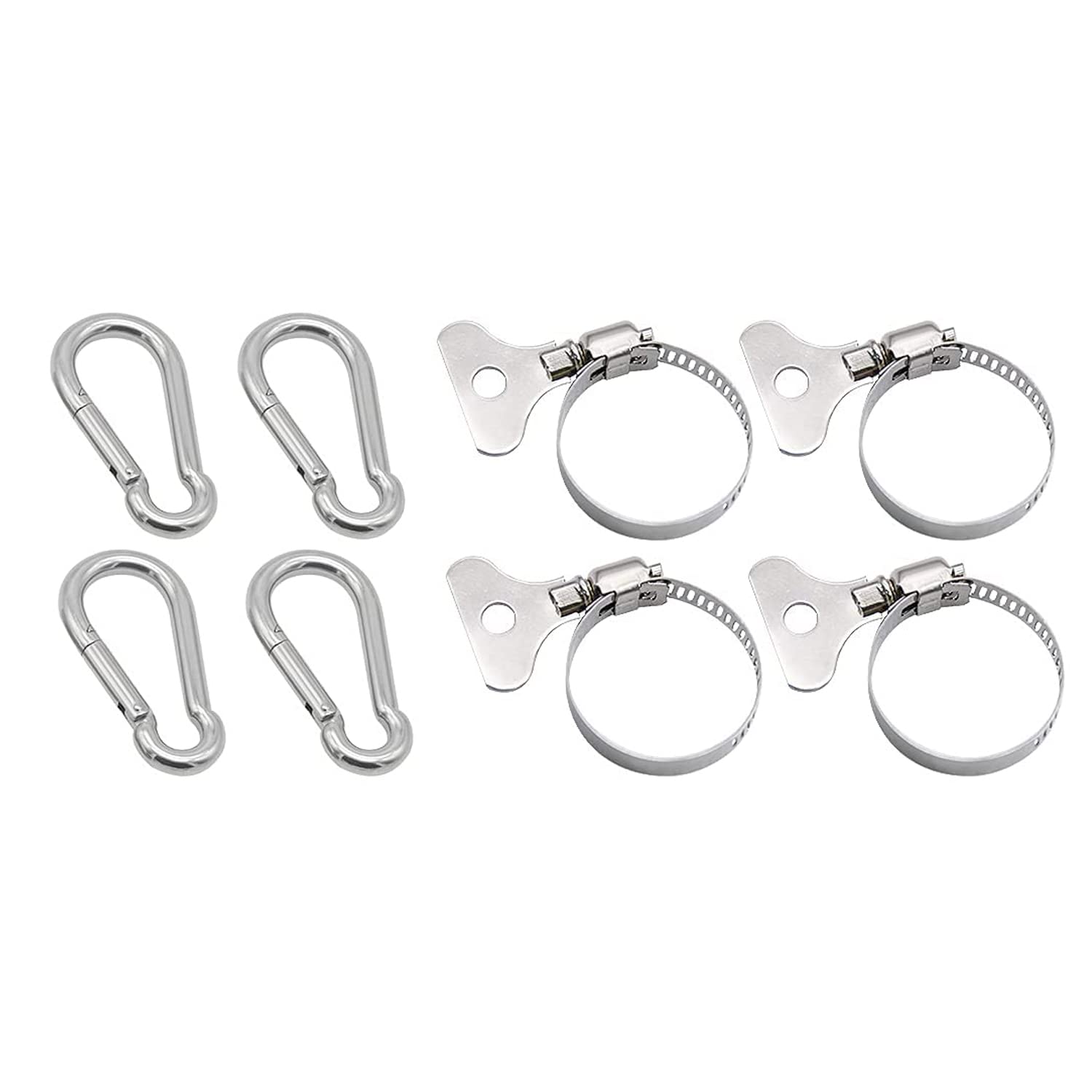 4 Pack Flag Pole Clips with Carabiner Ring Flag Pole Grommet Stainless Steel Holder Kit Flagpole Hardware Parts Mount Accessories for Boat Truck Garden House UTV ATV