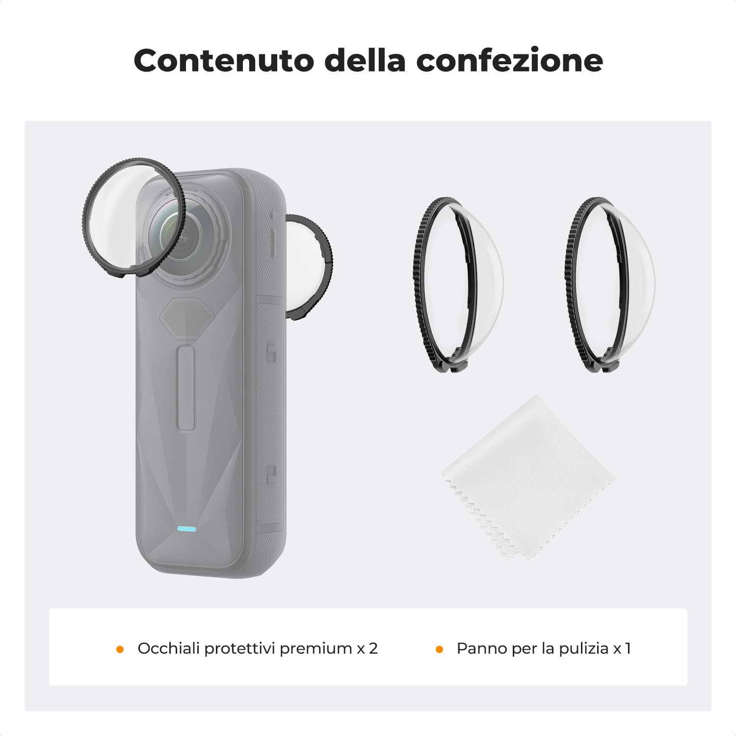 K&F Concept Premium Lens Guards compatibile con Insta360 X5, Copertura Protettiva della Lente in Vetro Ottico Temperato ad Alta Trasparenza, Kit di Sostituzione del Tappo Antigraffio Multi-Coated
