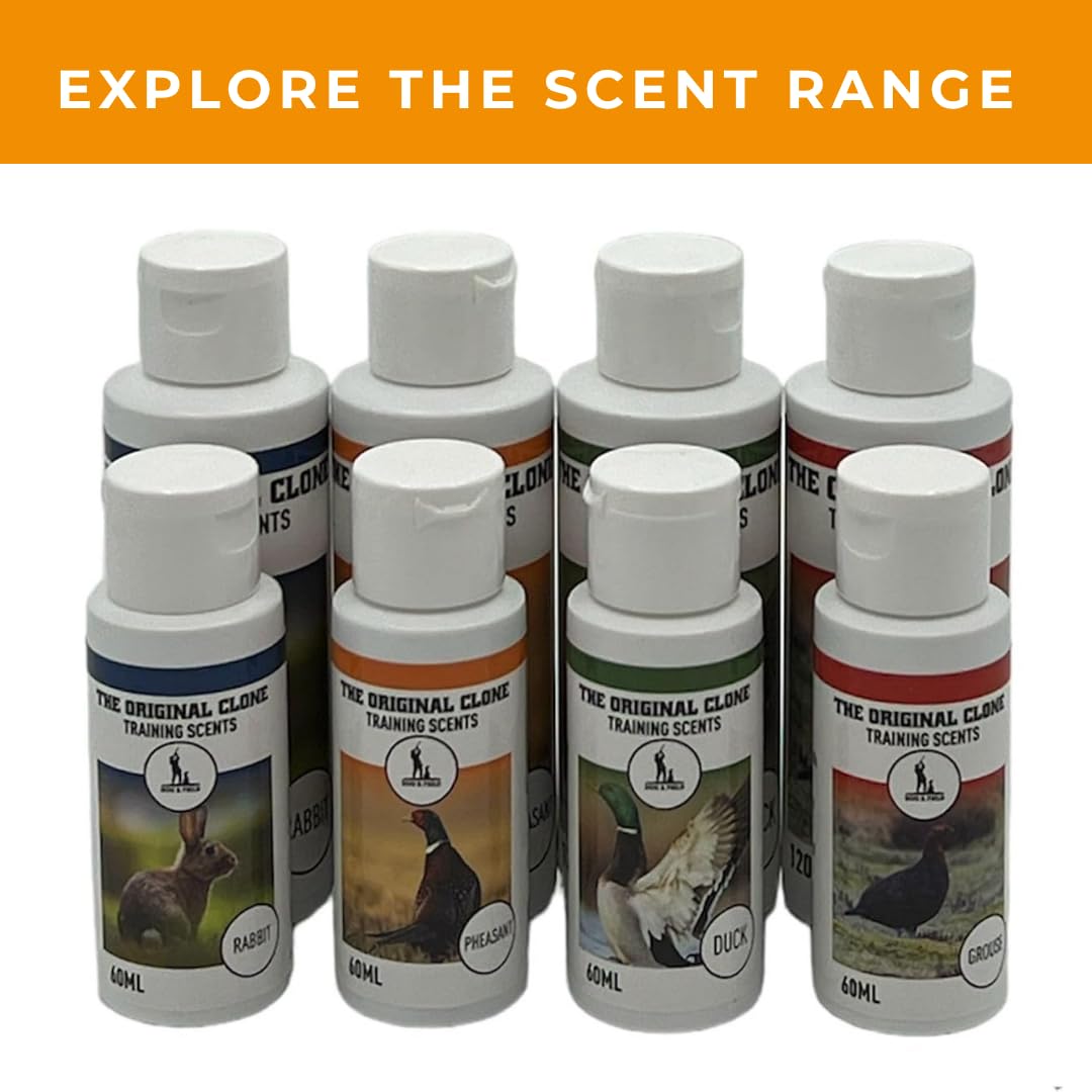 Dog & Field The Original Clone Dog Training Scents Gundog & Scent Training con fagiano, anatra, coniglio e gallo cedrone liquido profumato (anatra, 120 ml)